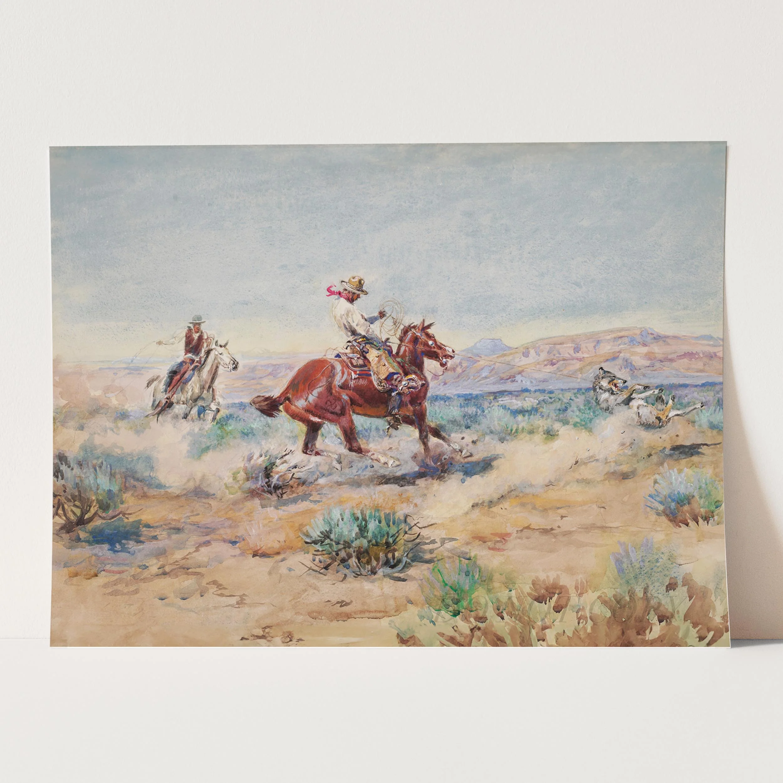 Roping A Wolf by Charles Russell - Image 5