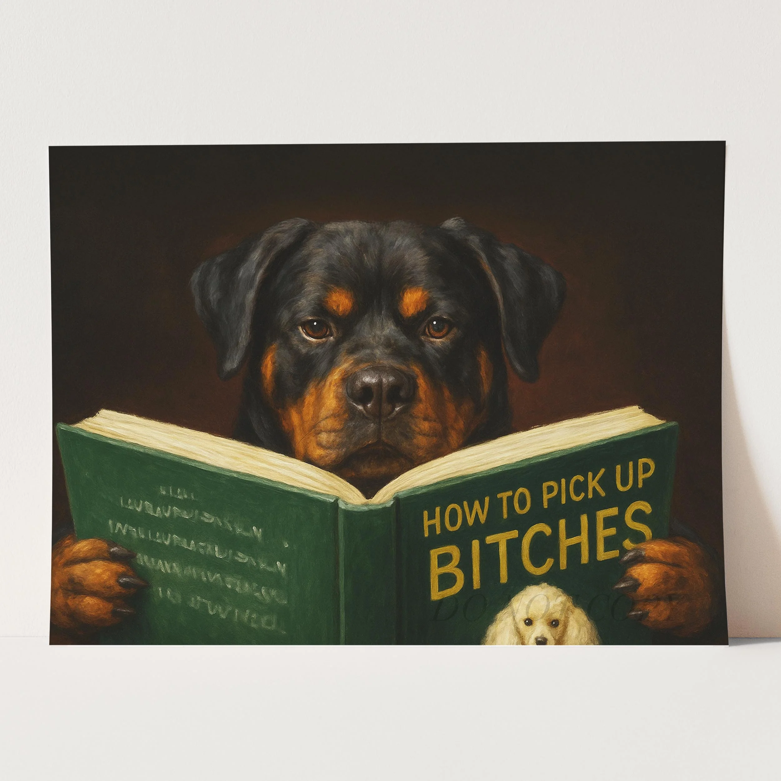 Rottweiler Dog Reading Dating Book - Image 3