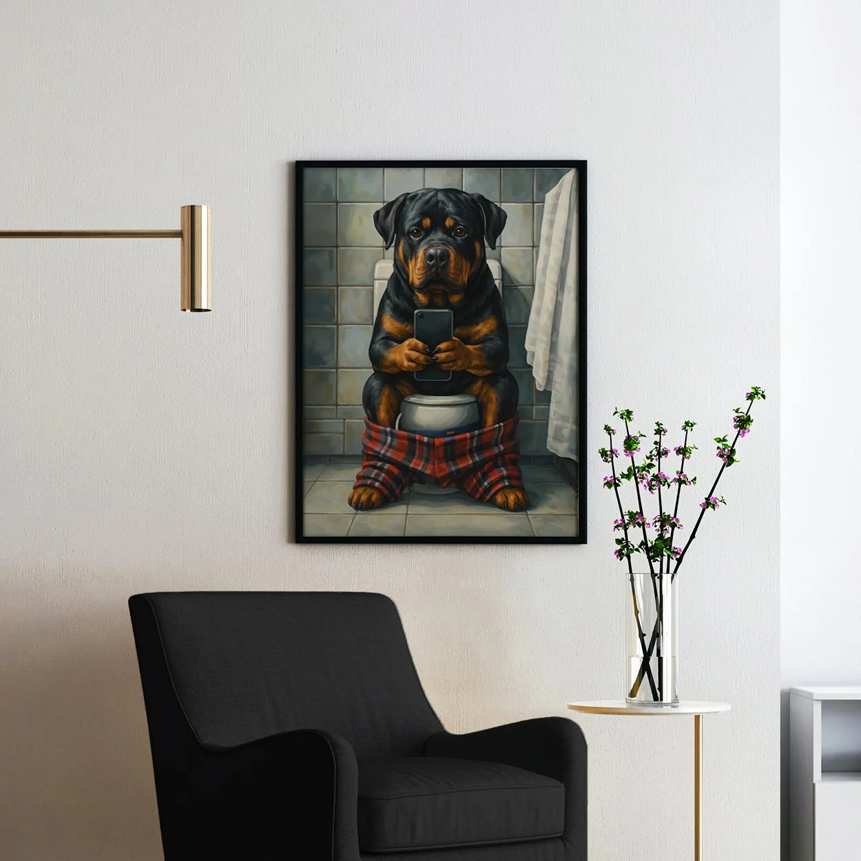 Rottweiler On The Toilet On The Phone - Image 2
