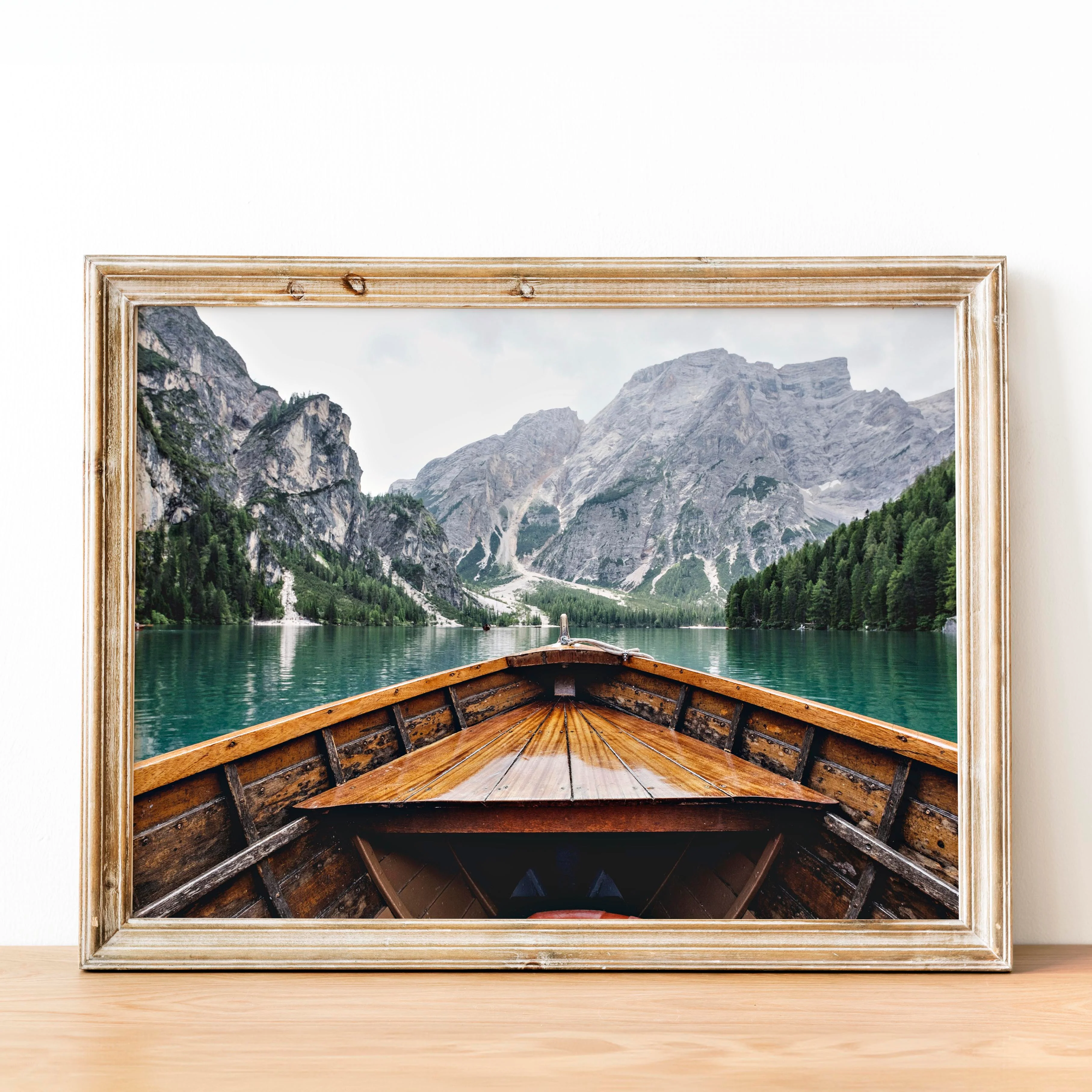 Row Boat on Lake with Mountain - Image 2