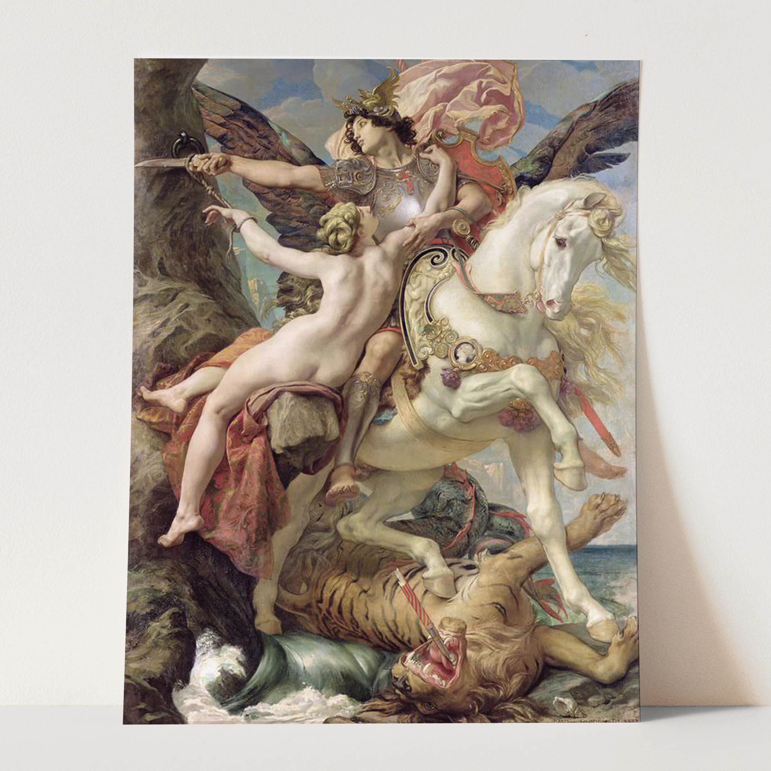Ruggiero Rescuing Angelica (1876) by Paul-Joseph Blanc - Image 3