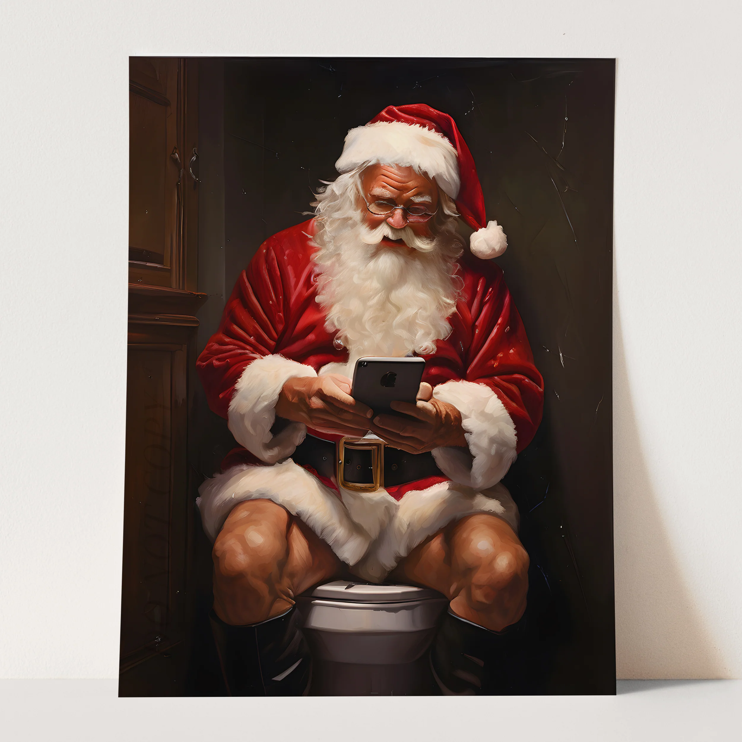 Santa Claus on His Phone on the Toilet - Image 3