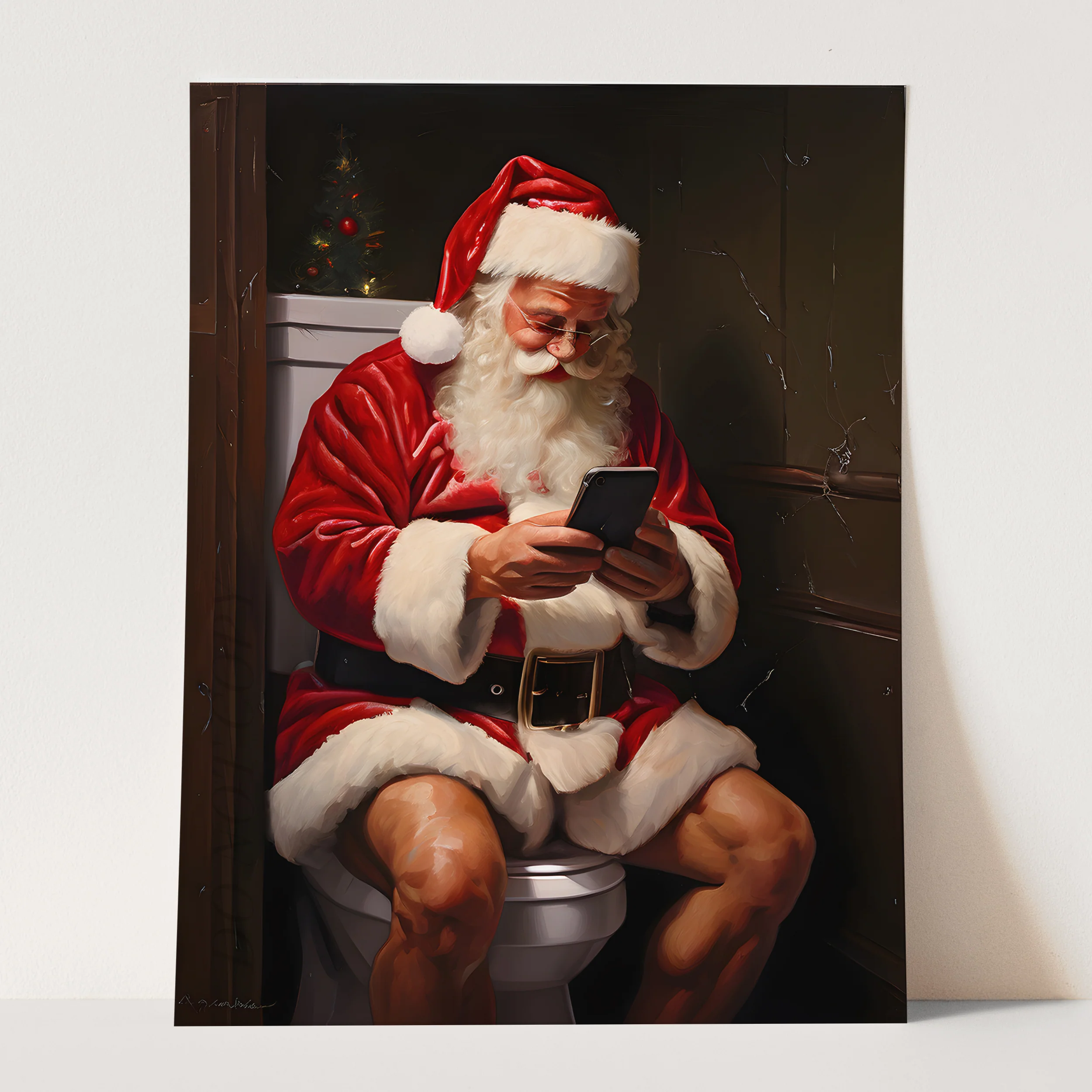 Santa Claus on His Phone on the Toilet - Image 3