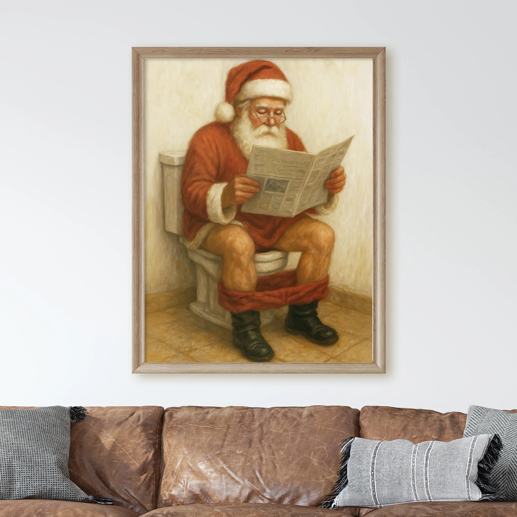 Santa Claus Reading The Newspaper On The Toilet - Image 2