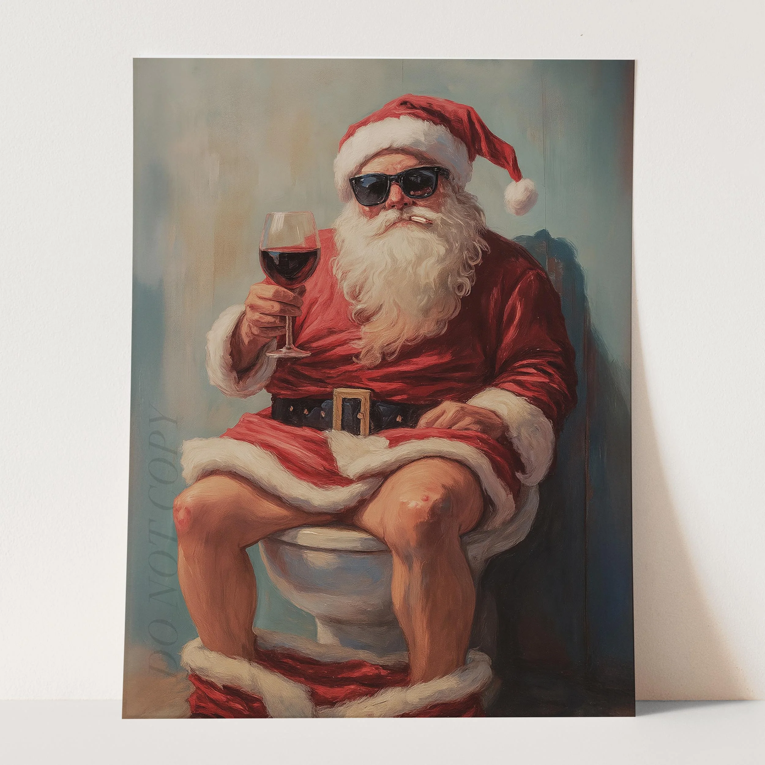 Santa Claus Smoking & Drinking Wine On The Toilet - Image 3