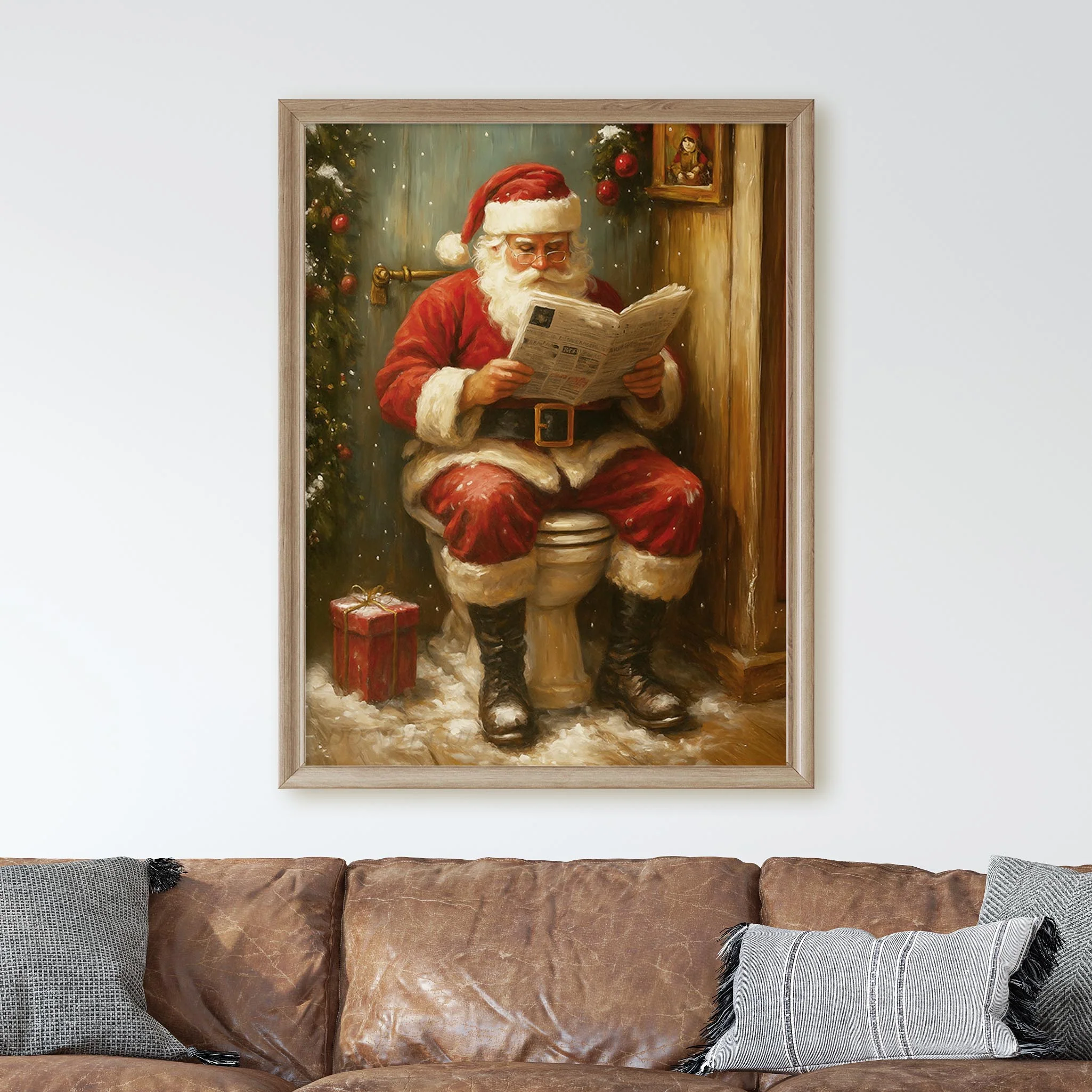 Santa Reading The Newspaper On The Toilet - Image 2