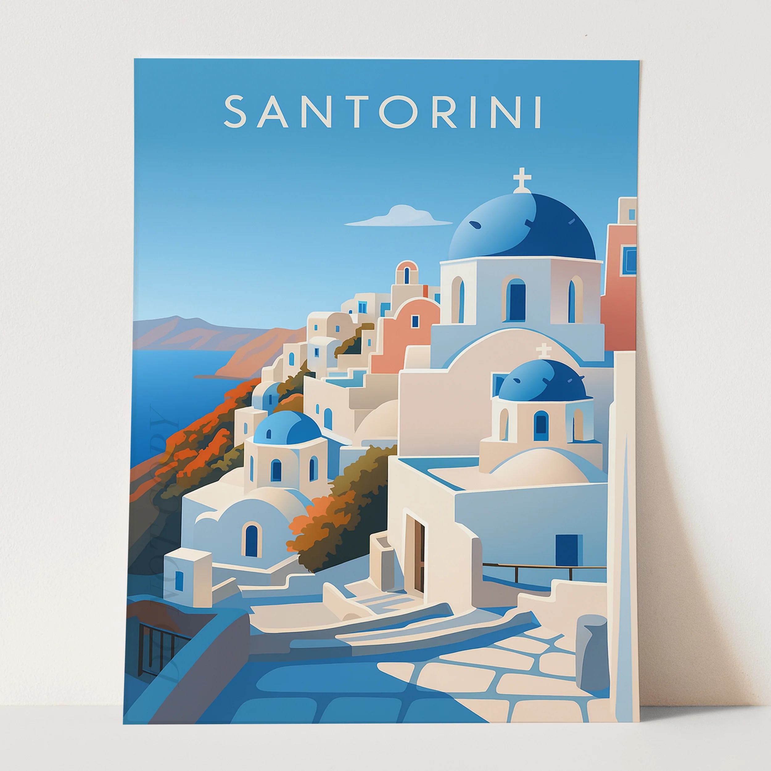 Santorini Greece Vintage Travel Poster - Image 3