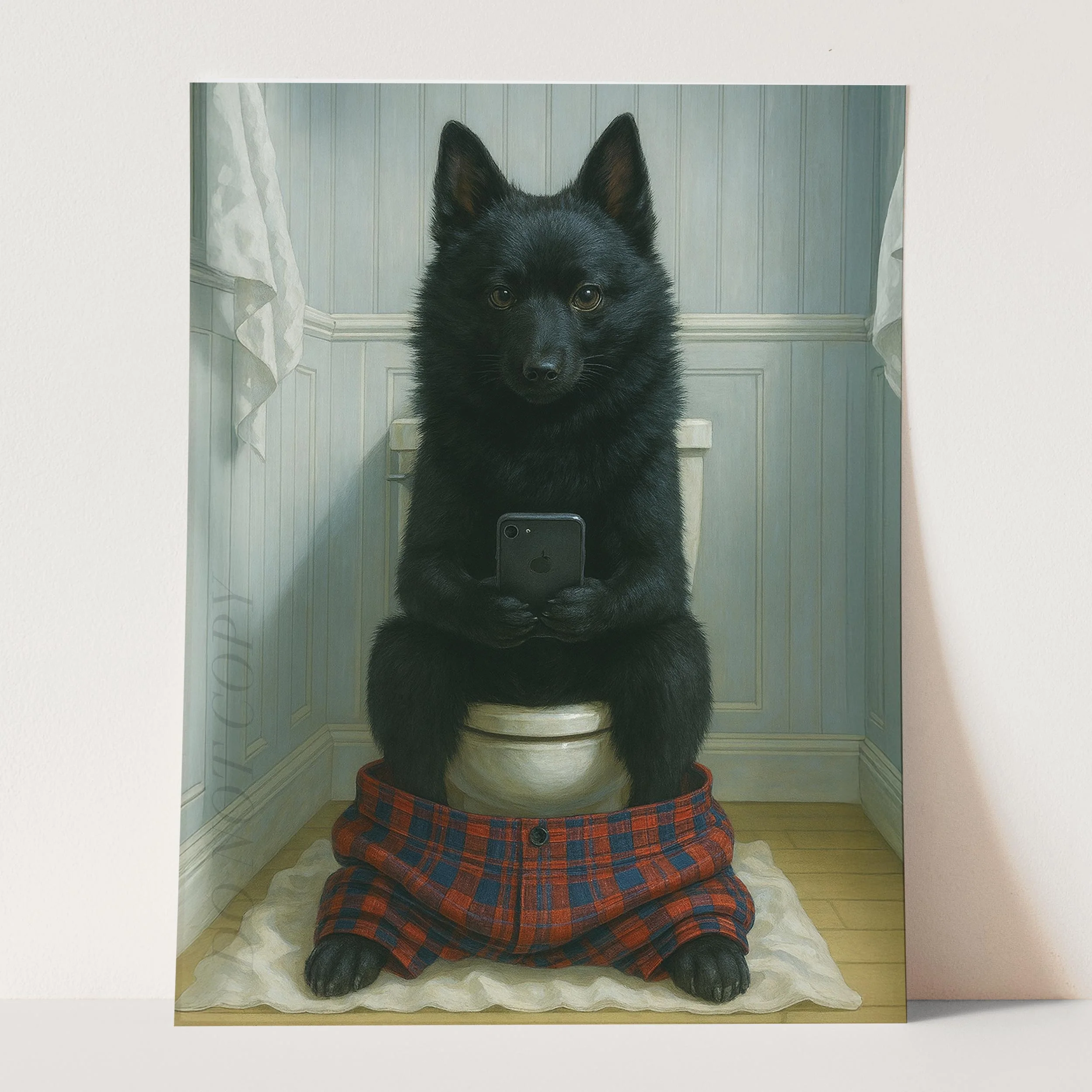 Schipperke Dog On The Phone On The Toilet - Image 3