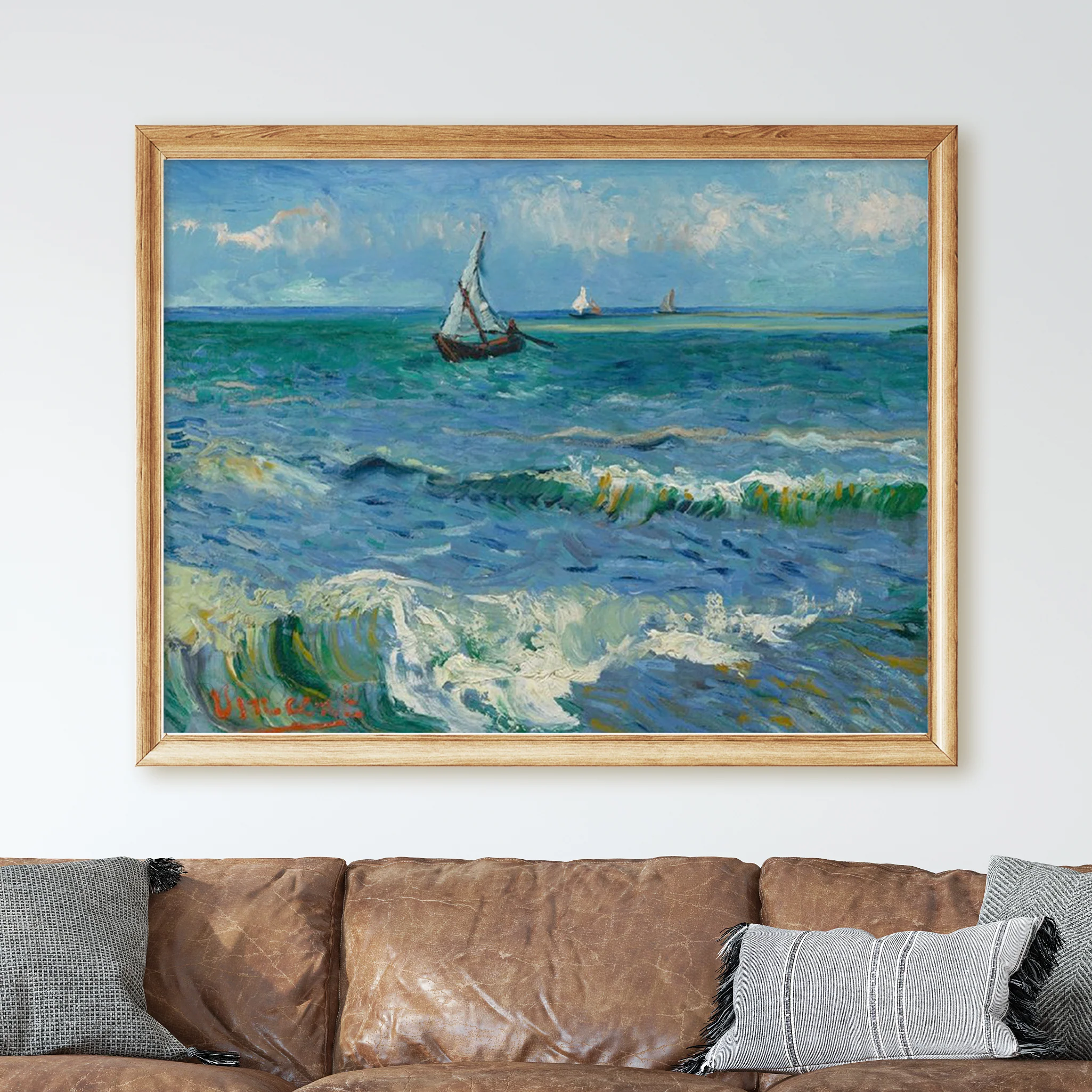 Seascape near Les Saintes-Maries-de-la-Mer (1888) by Van Gogh - Image 2