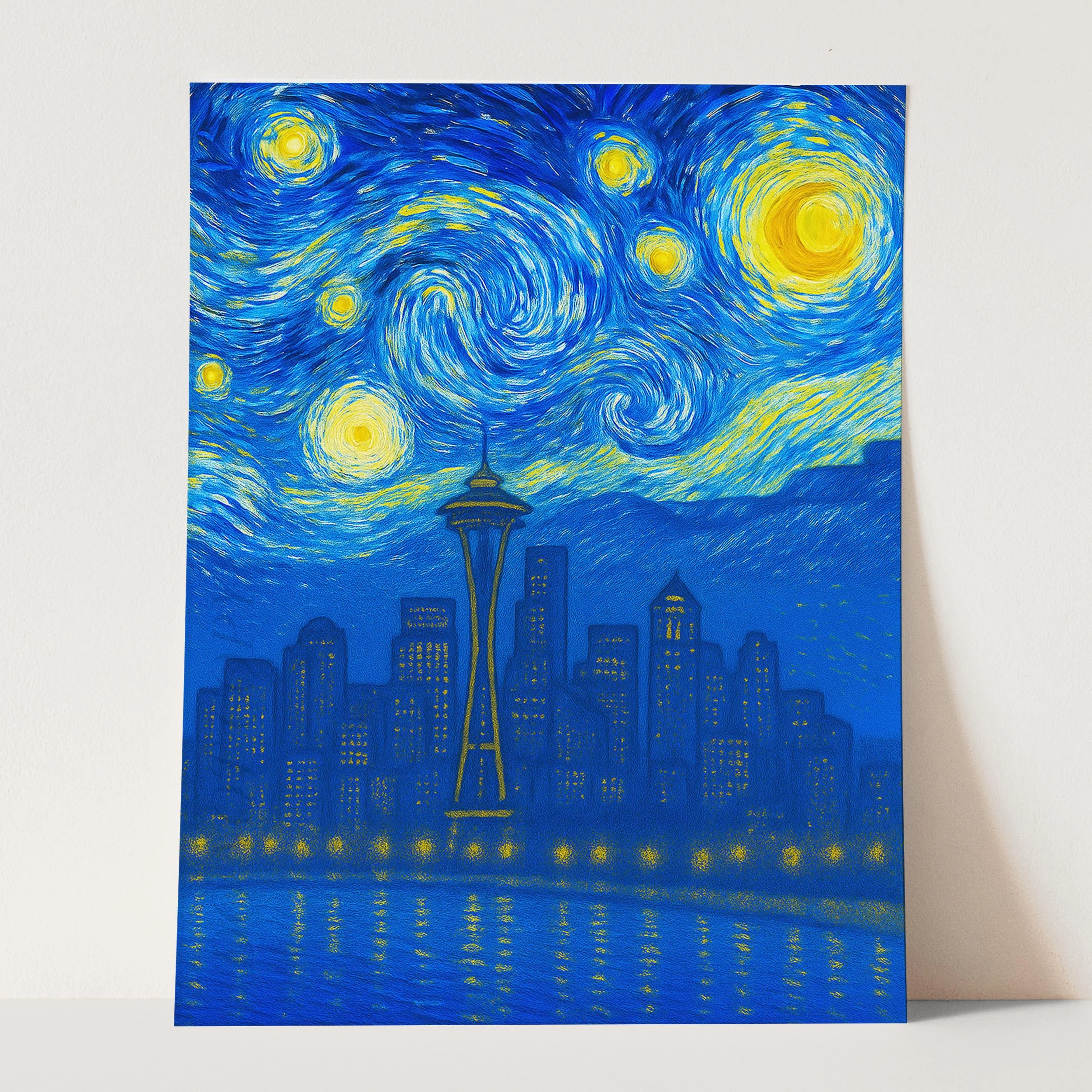 Seattle City Skyline As Van Gogh Starry Night - Image 3
