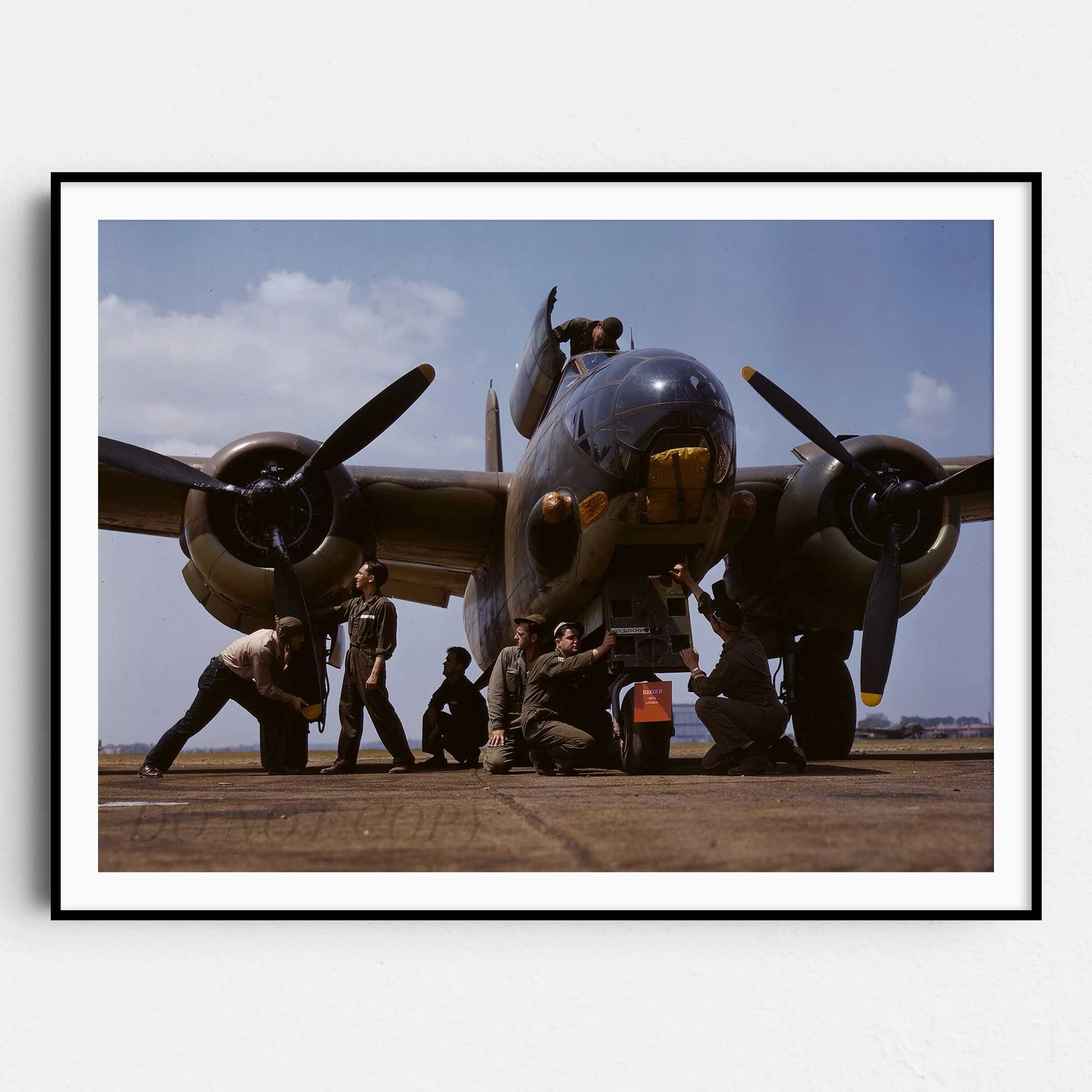 Servicing a Bomber Airplane, World War Two