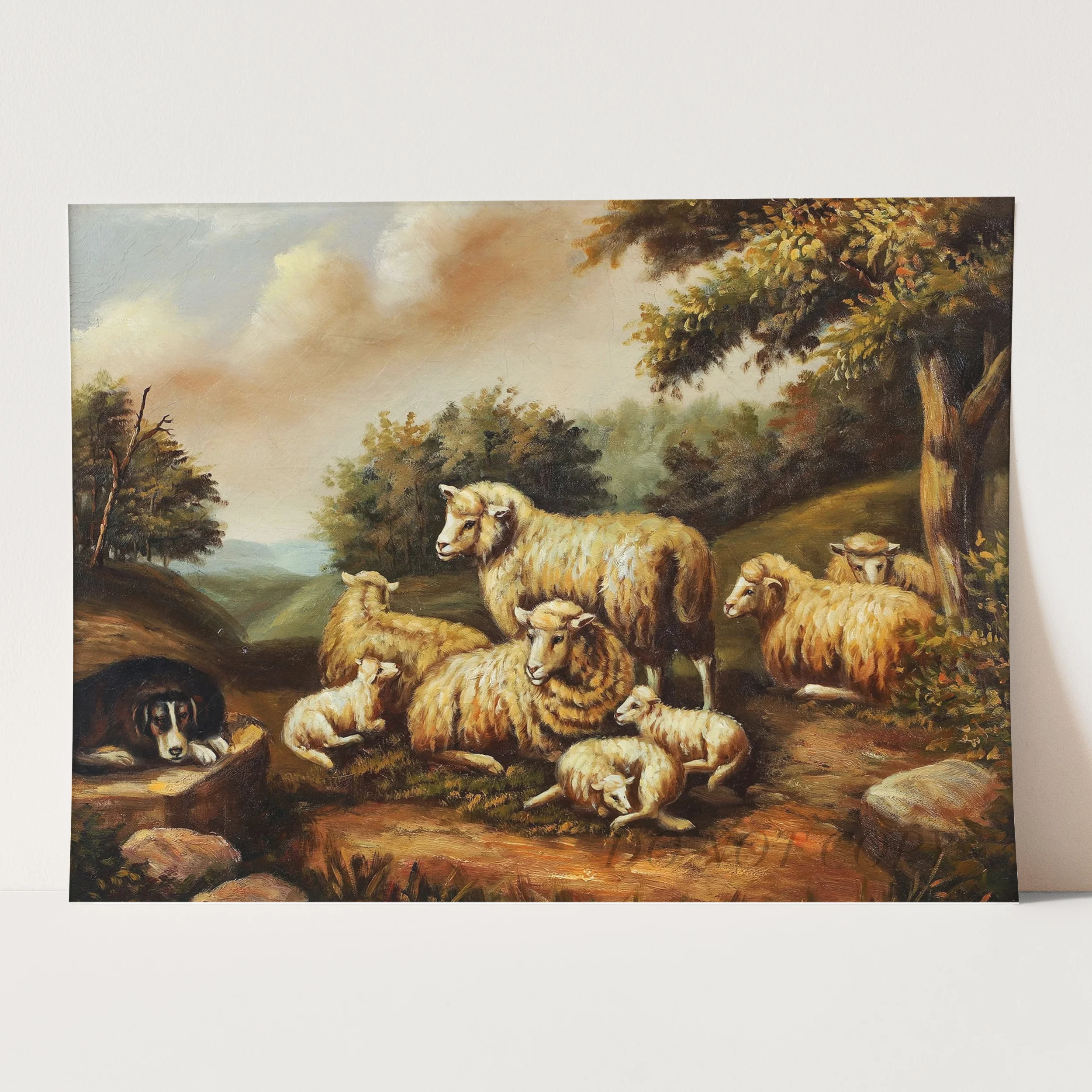 Sheep in the Meadow, 19th Century - Image 3