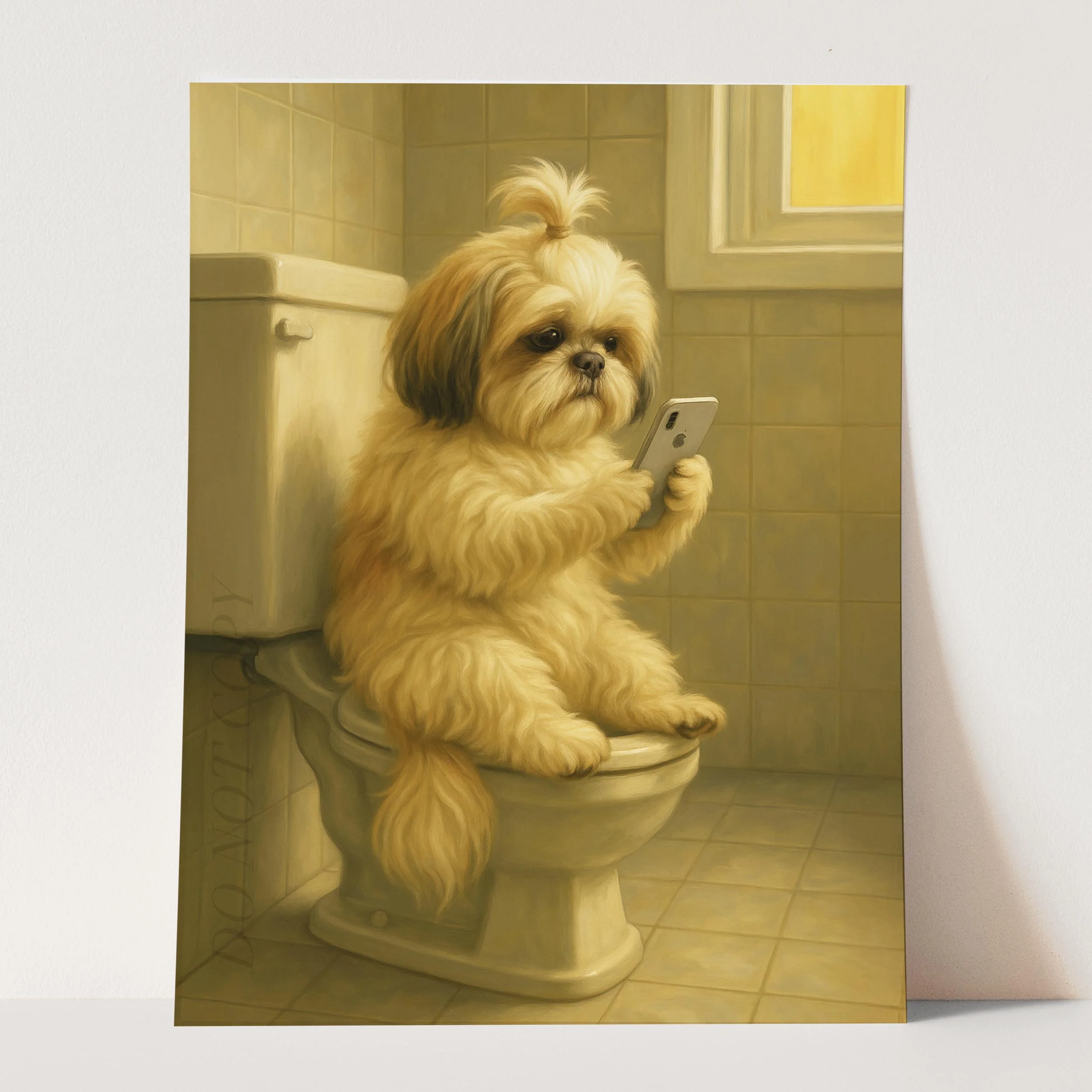 Shih Tzu Dog On The Phone On The Toilet - Image 3