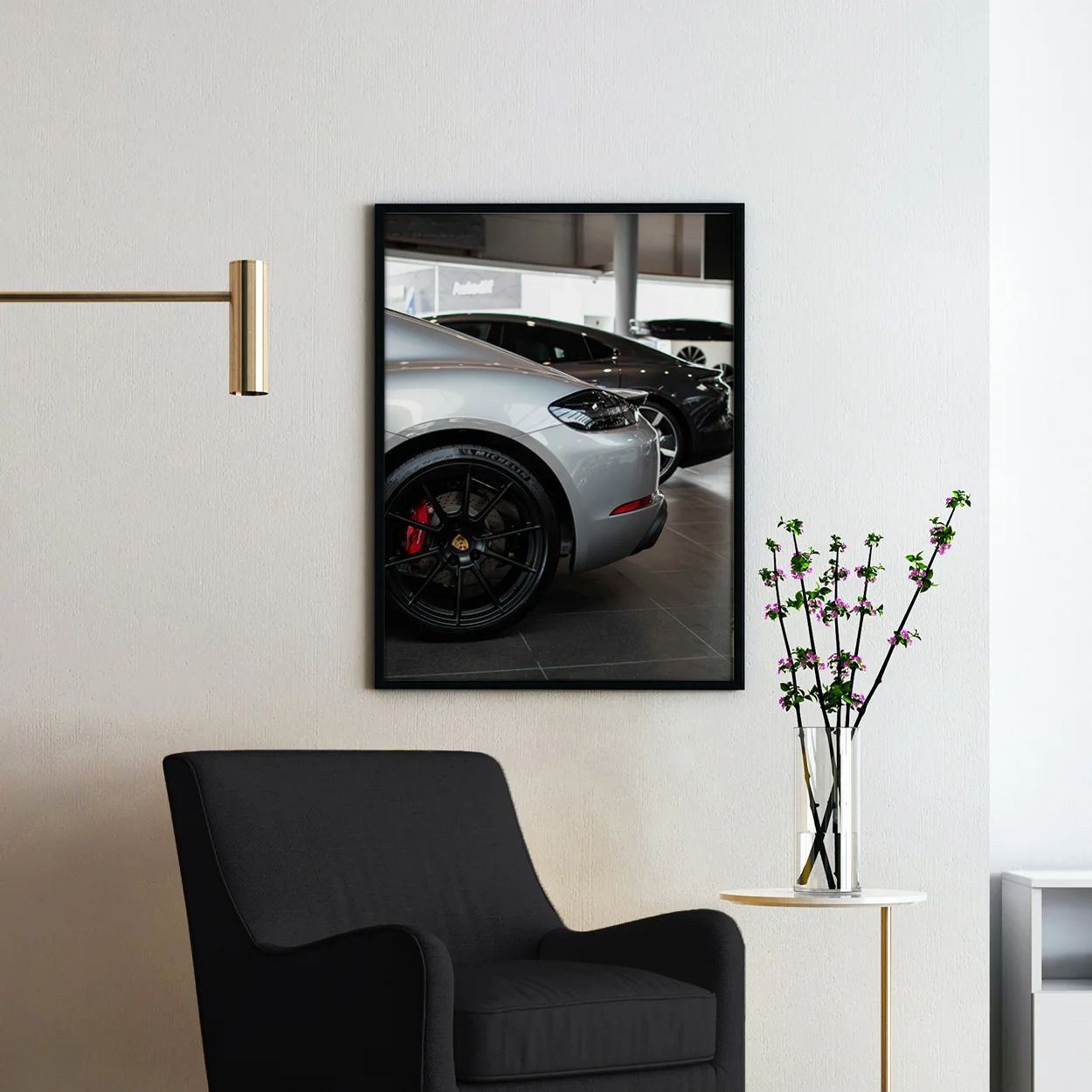 Silver Porsche in the Showroom - Image 2