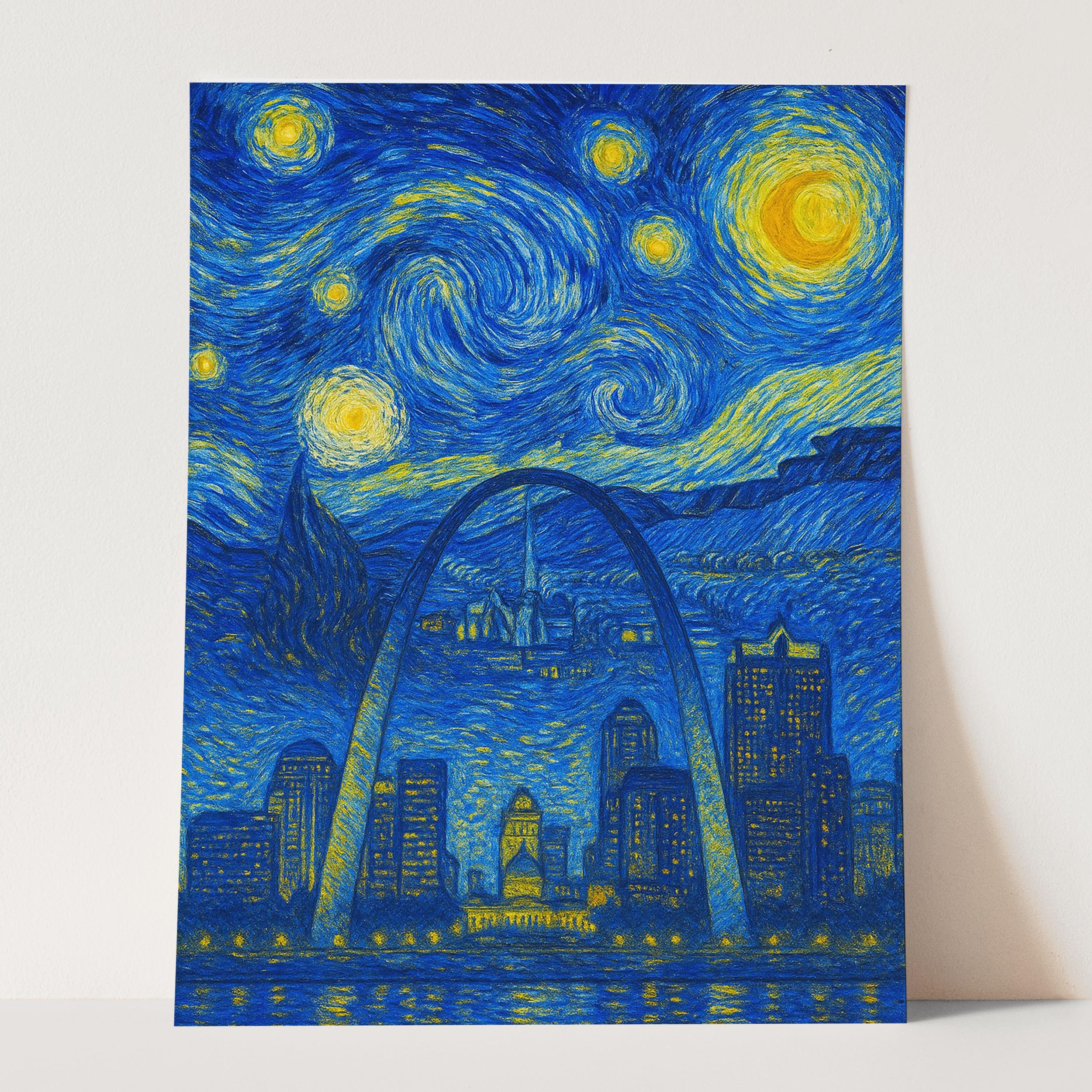 St Louis City Skyline As Van Gogh Starry Night - Image 3
