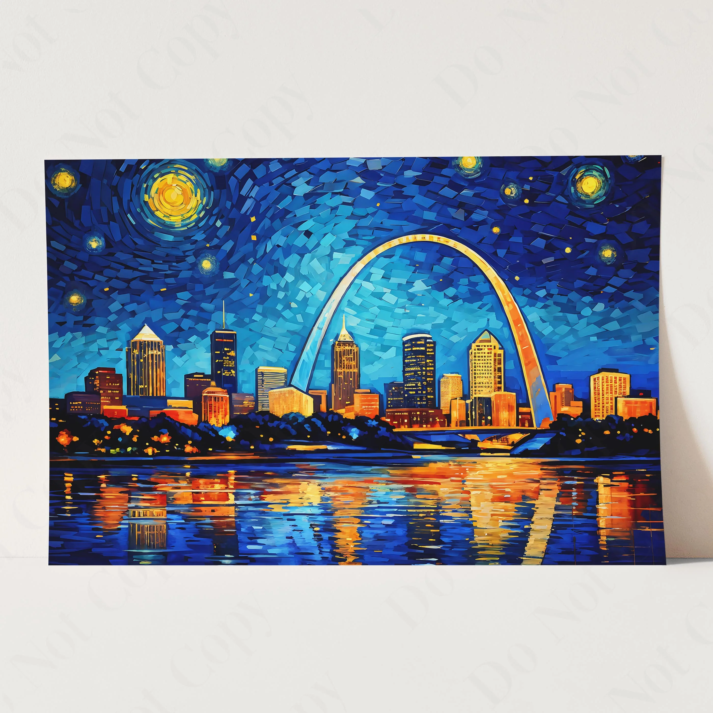 St Louis Missouri City Skyline as Van Gogh Starry Night - Image 3
