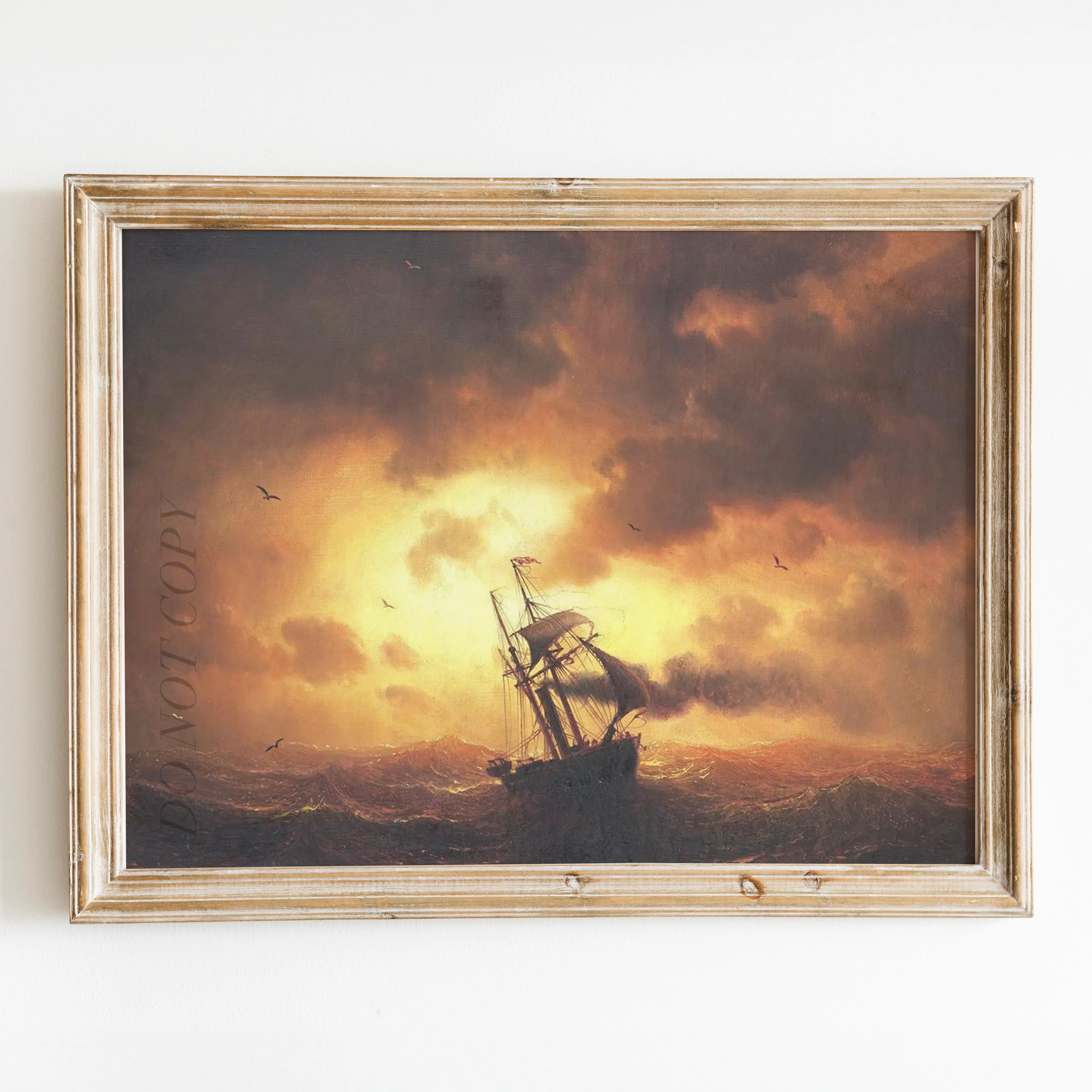 Steamship in Sunset by Marcus Larson