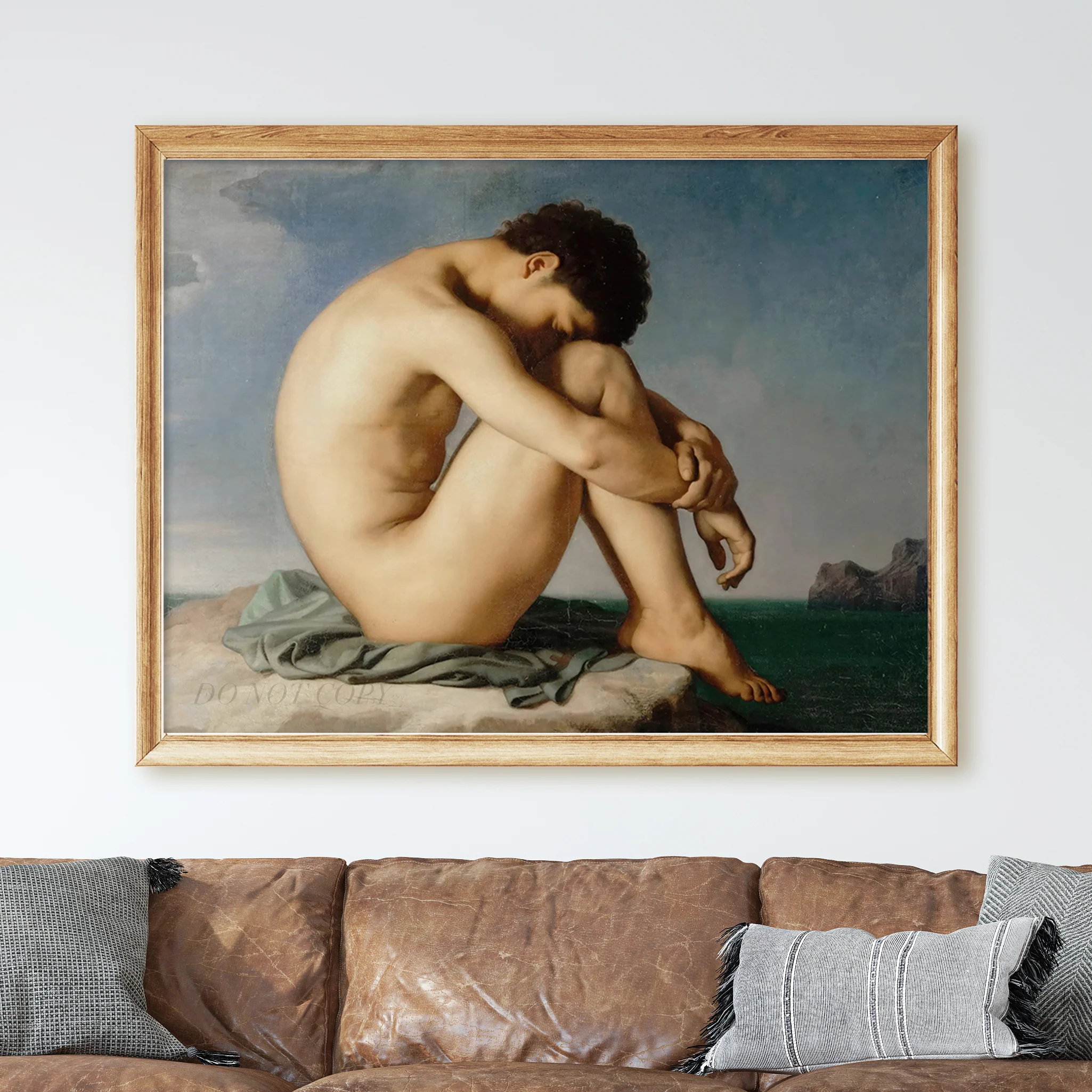 Study (Young Male Nude Seated Beside the Sea) by Hippolyte Flandrin - Image 2