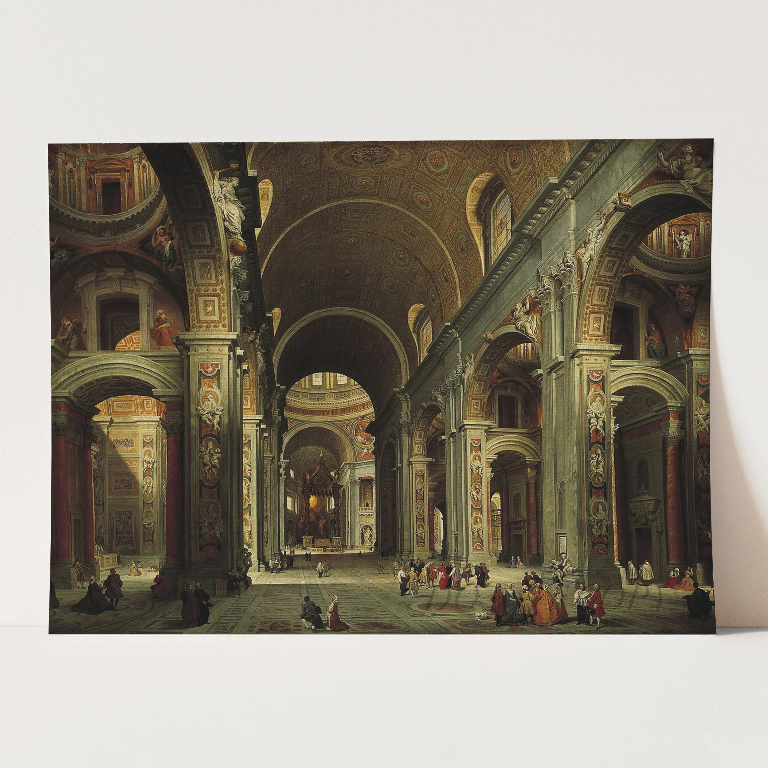 The Nave of St. Peter's Basilica in the Vatican (1735) by Giovanni Paolo Panini - Image 3