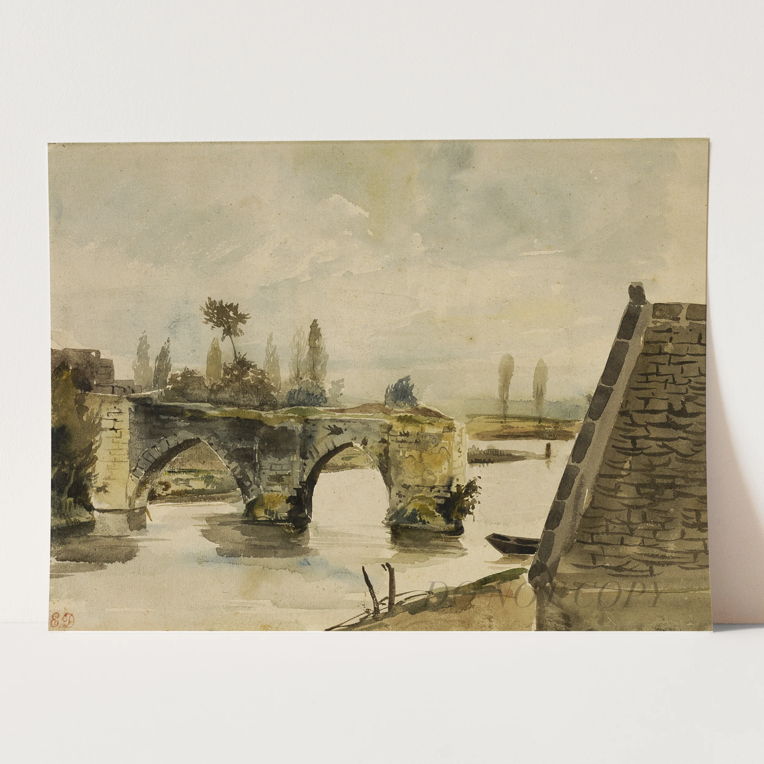The Old Bridge at Nantes (1827) by Eugène Delacroix - Image 3