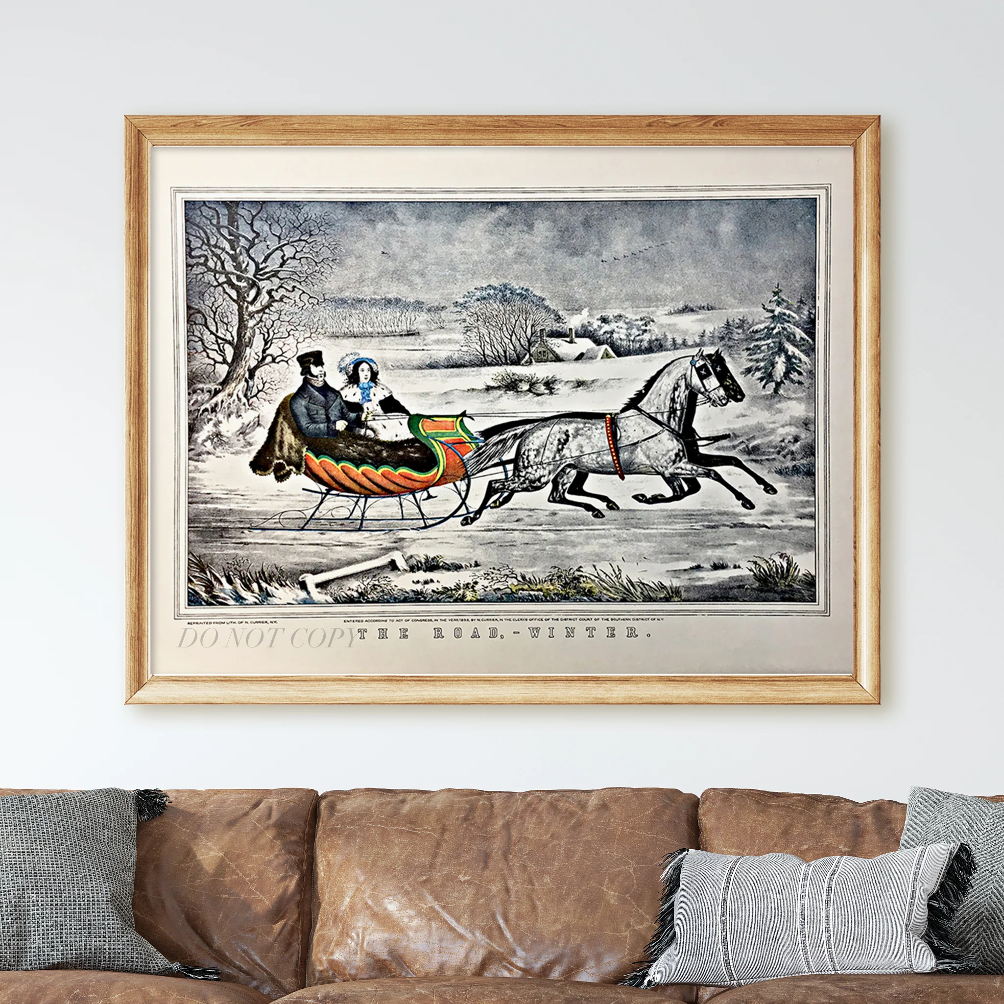The Road Winter Sleigh 1853 by Currier & Ives - Image 2