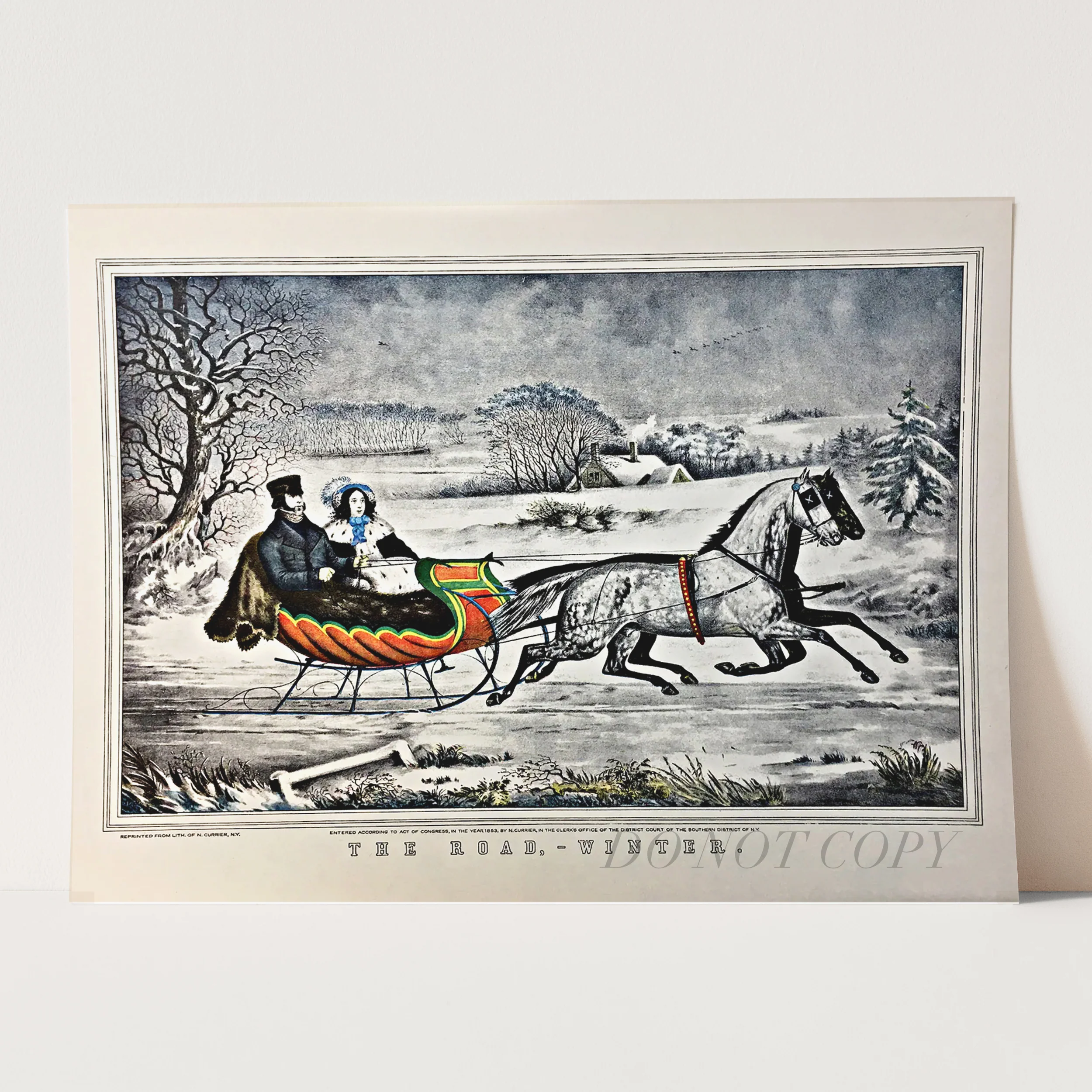 The Road Winter Sleigh 1853 by Currier & Ives - Image 3