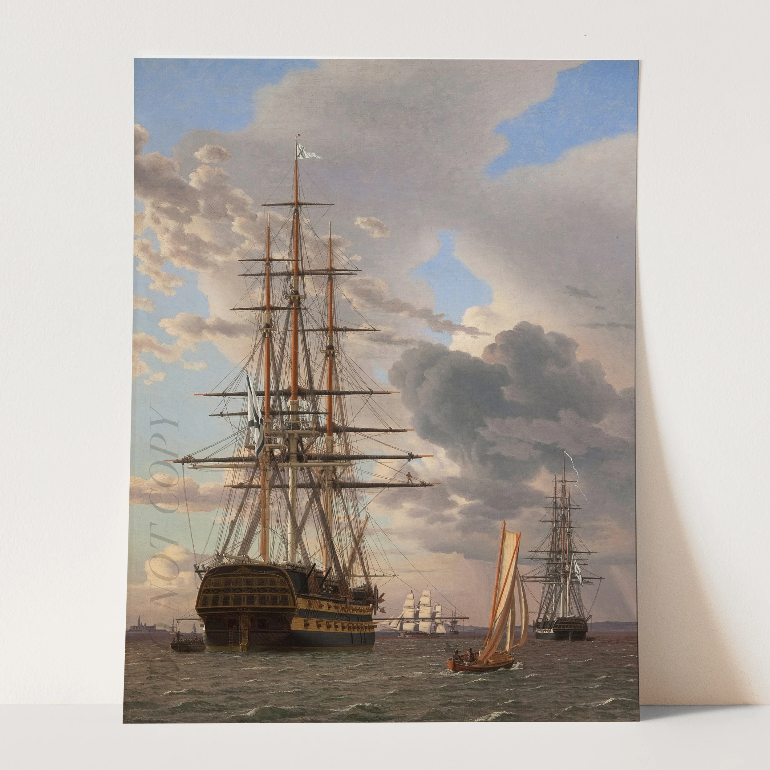 The Russian Ship of the Line "Asow" and a Frigate at Anchor in the Roads of Elsinore - Image 3