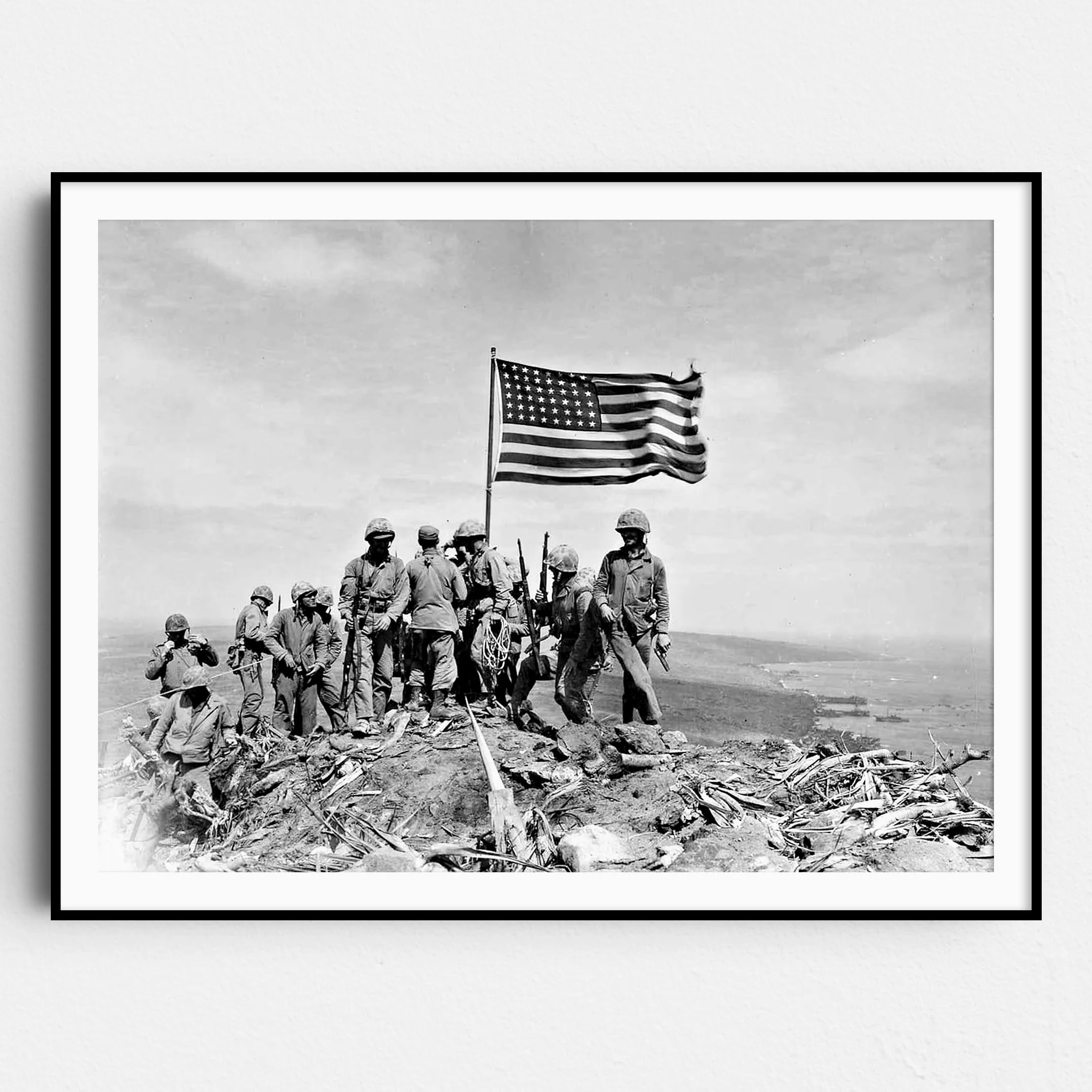 U.S. Marines Raise The American Flag Atop Mount Suribachi On Iwo Jima