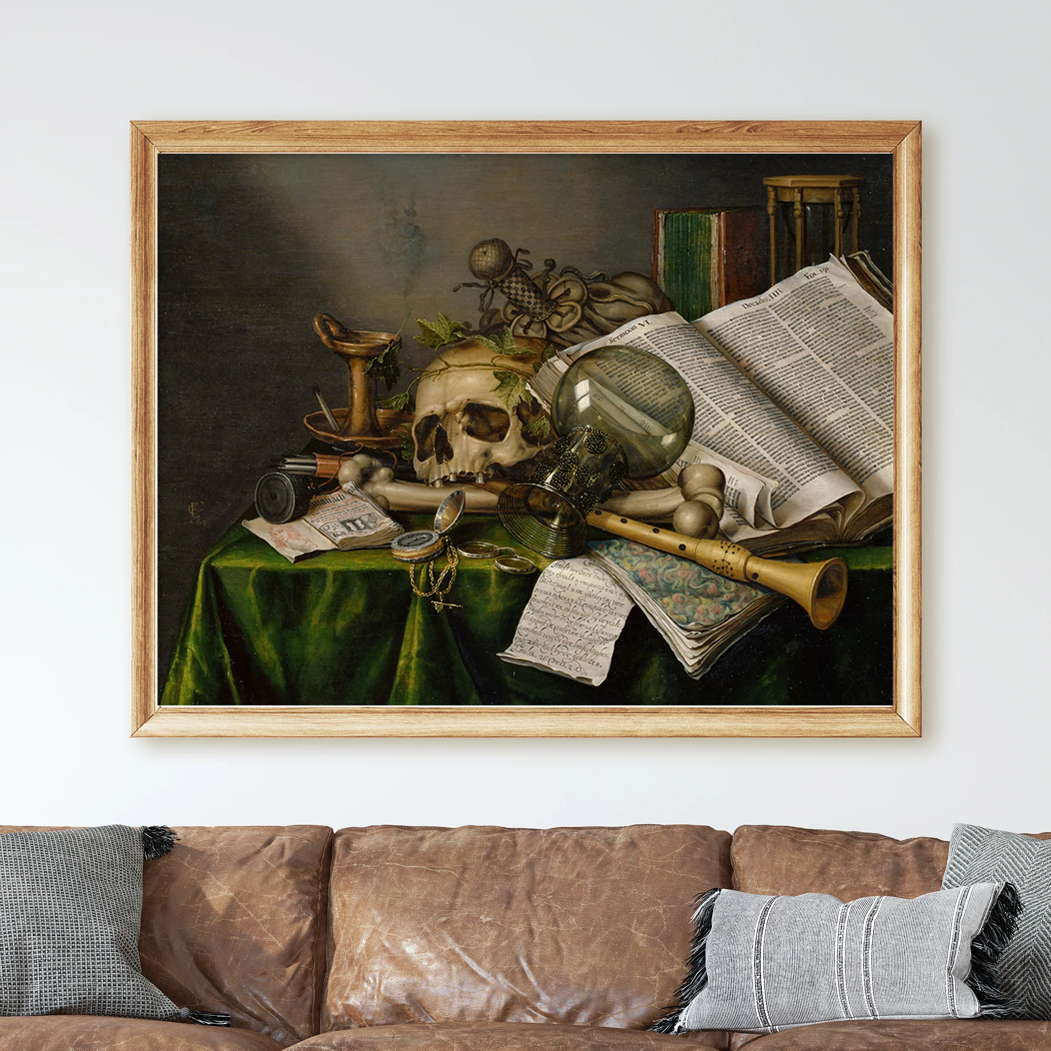 Vanitas Still Life with Books, Manuscripts and a Skull by Edwaert Collier - Image 2