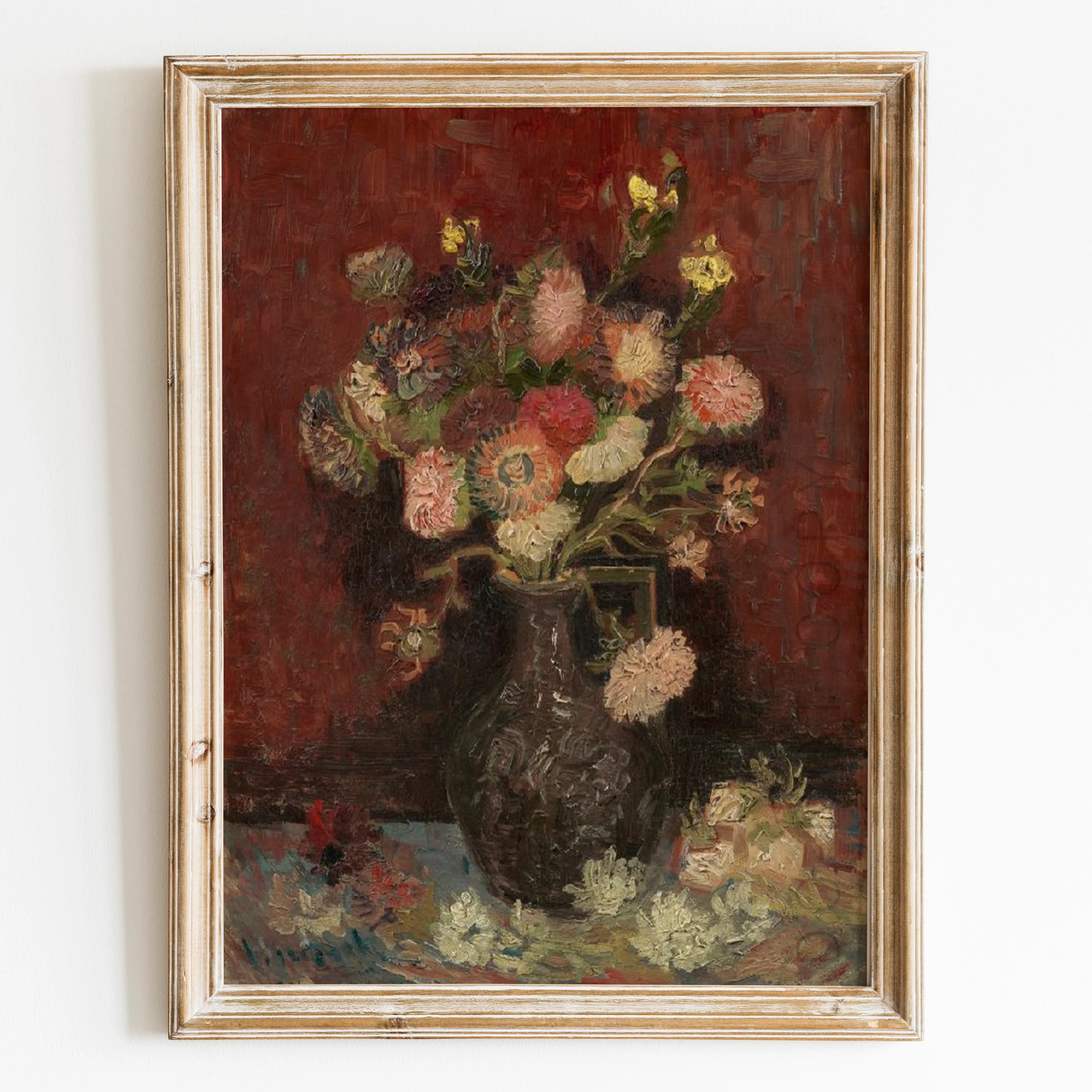Vase with Chinese Asters and Gladioli (1886) by Van Gogh