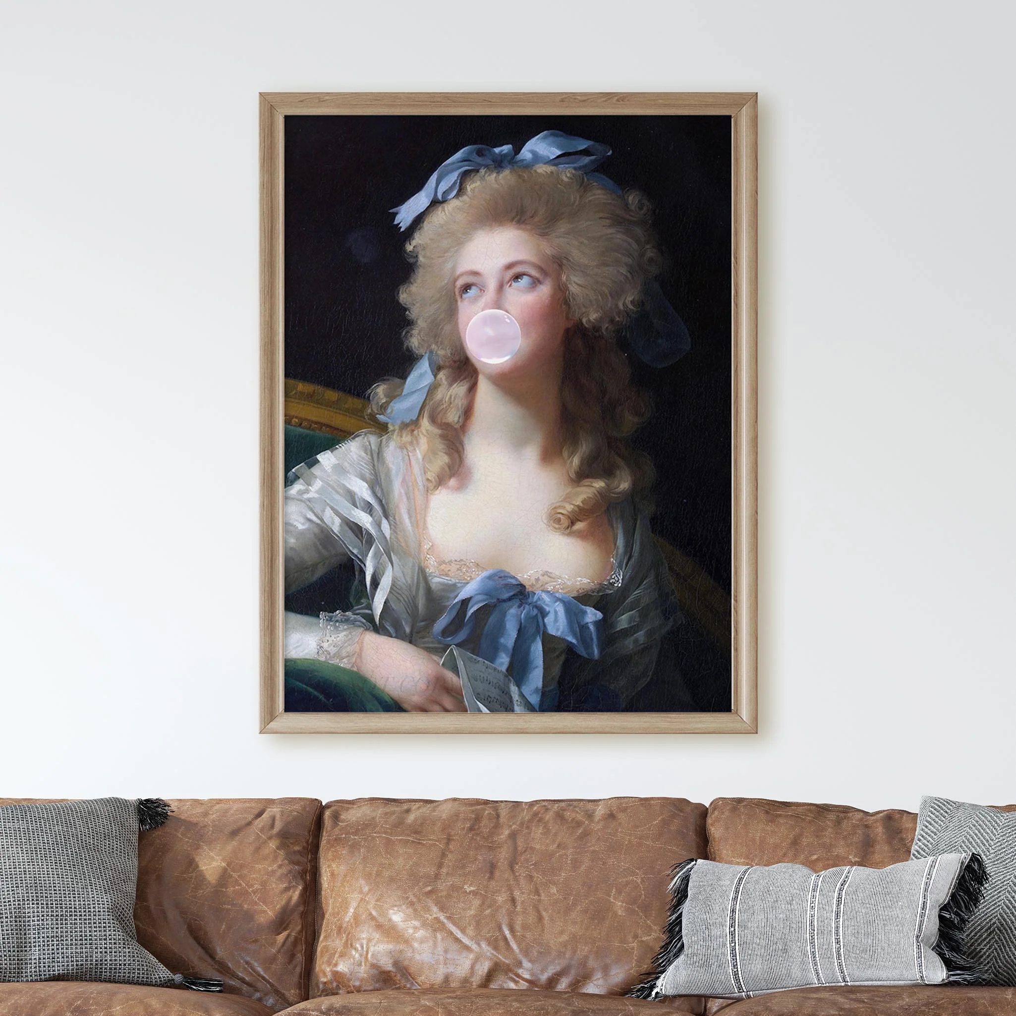 Victorian Woman Blowing Pink Bubble Gum - Image 2