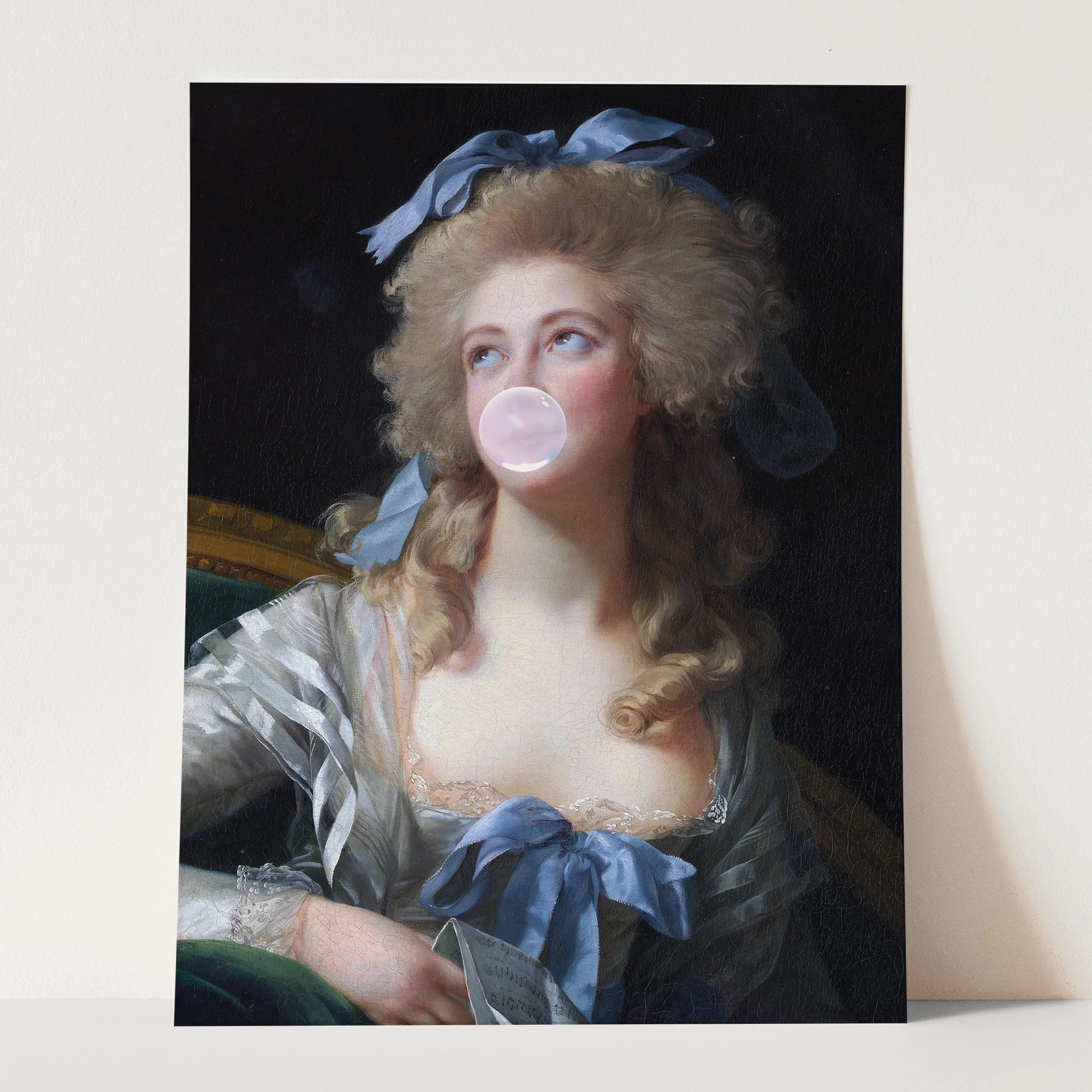 Victorian Woman Blowing Pink Bubble Gum - Image 3