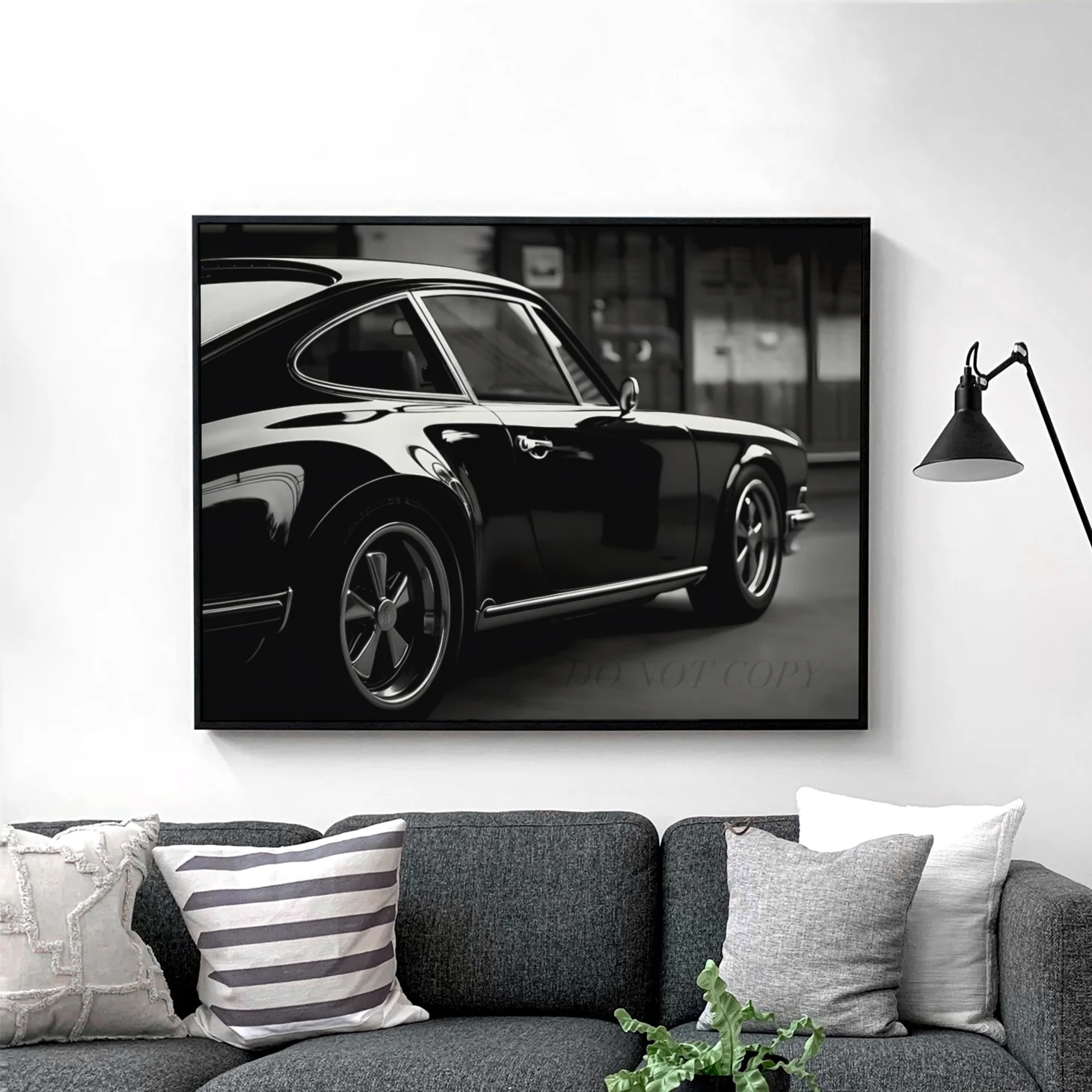 Vintage Black Porsche 911 Side View - Image 2