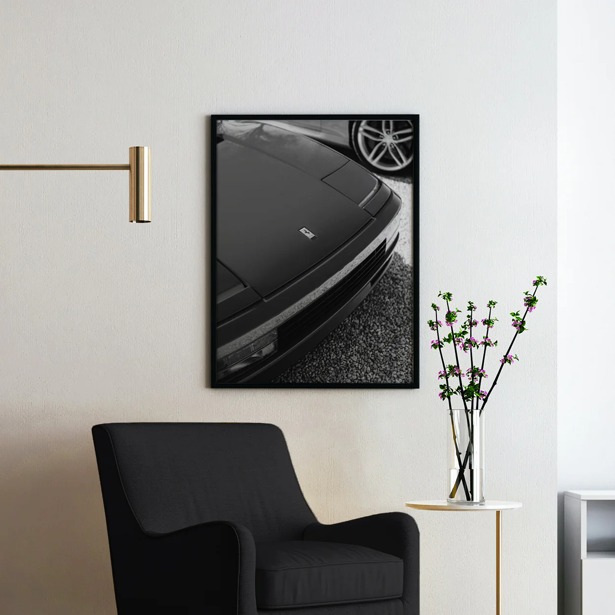 Vintage Ferrari Hood in Black & White - Image 2