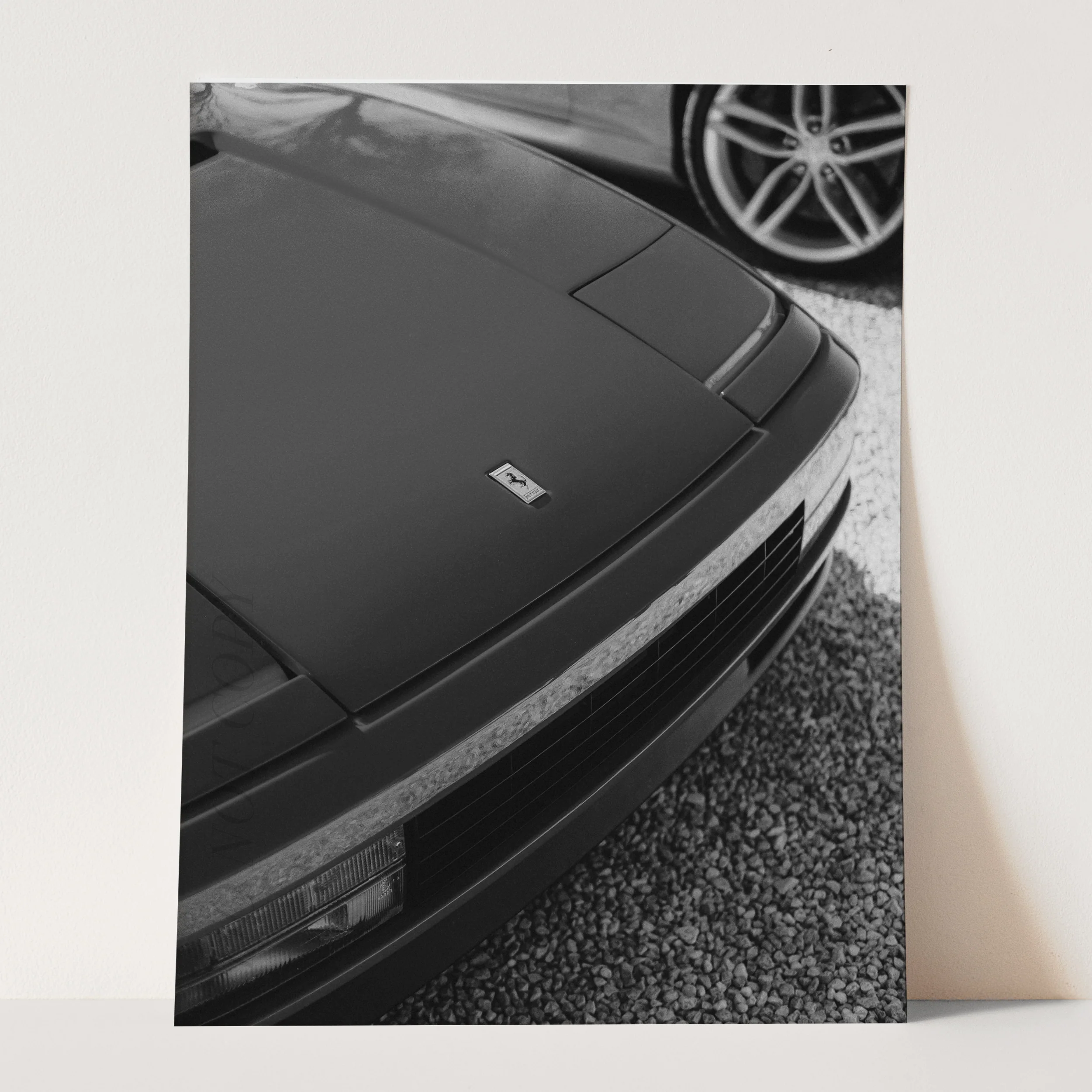 Vintage Ferrari Hood in Black & White - Image 3