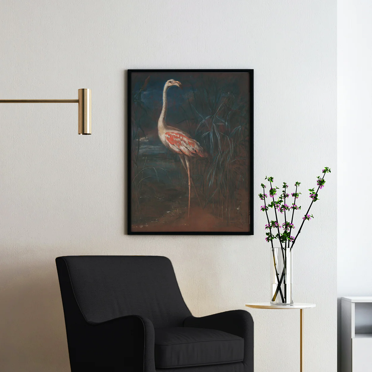 Vintage Flamingo Painting - Image 2