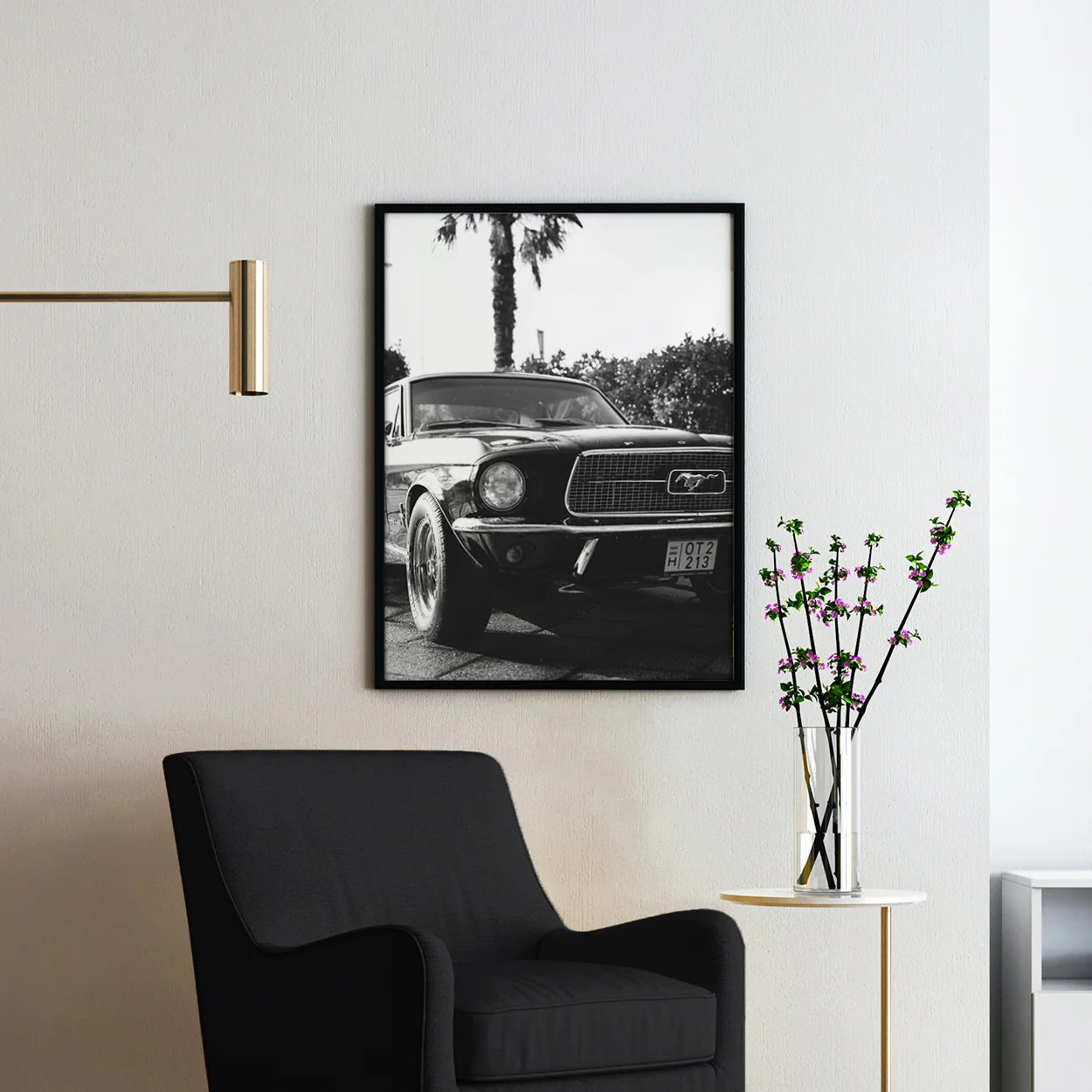 Vintage Ford Mustang and Palm Trees - Image 2