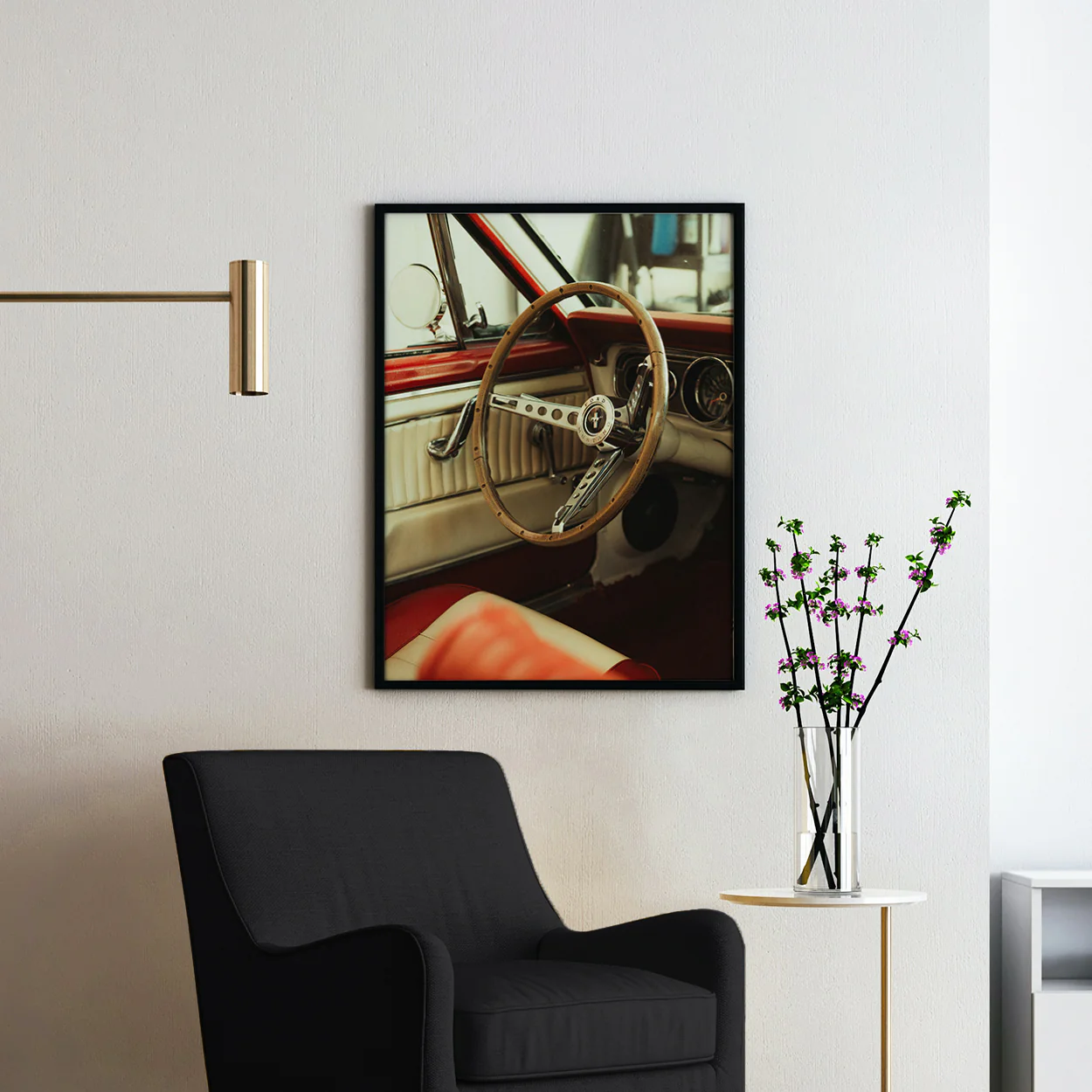 Vintage Ford Mustang Red Interior - Image 2
