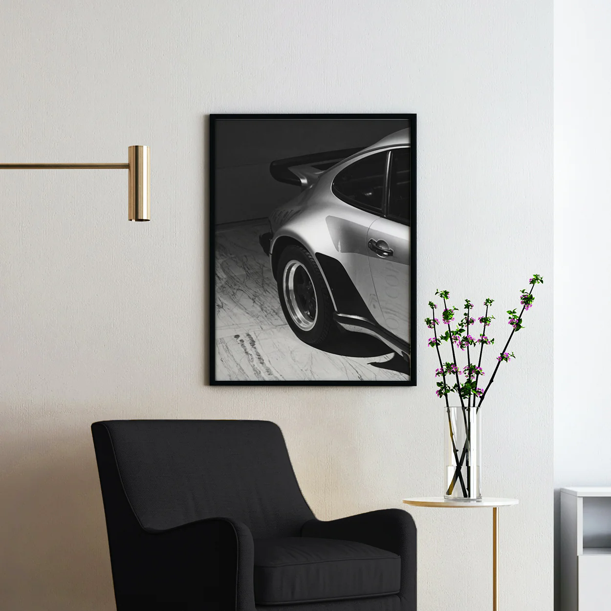 Vintage Porsche 911 Fender Black & White - Image 2