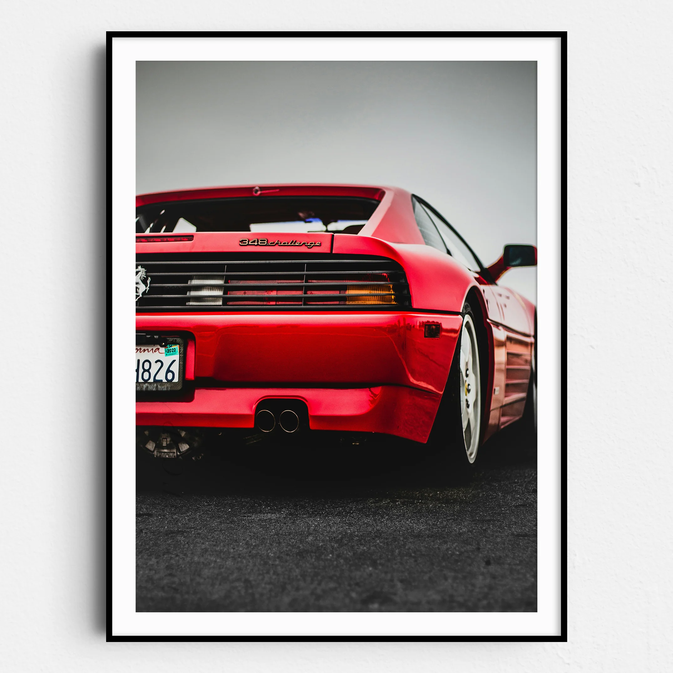 Vintage Red Ferrari 348 Challenge on Black & White