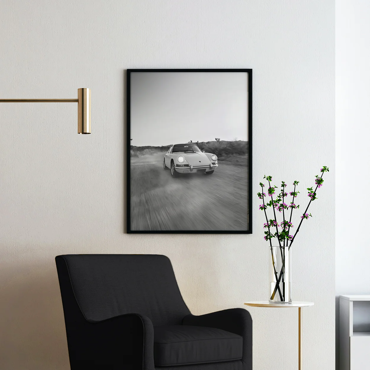 Vintage White Porsche 911 In Desert - Image 2
