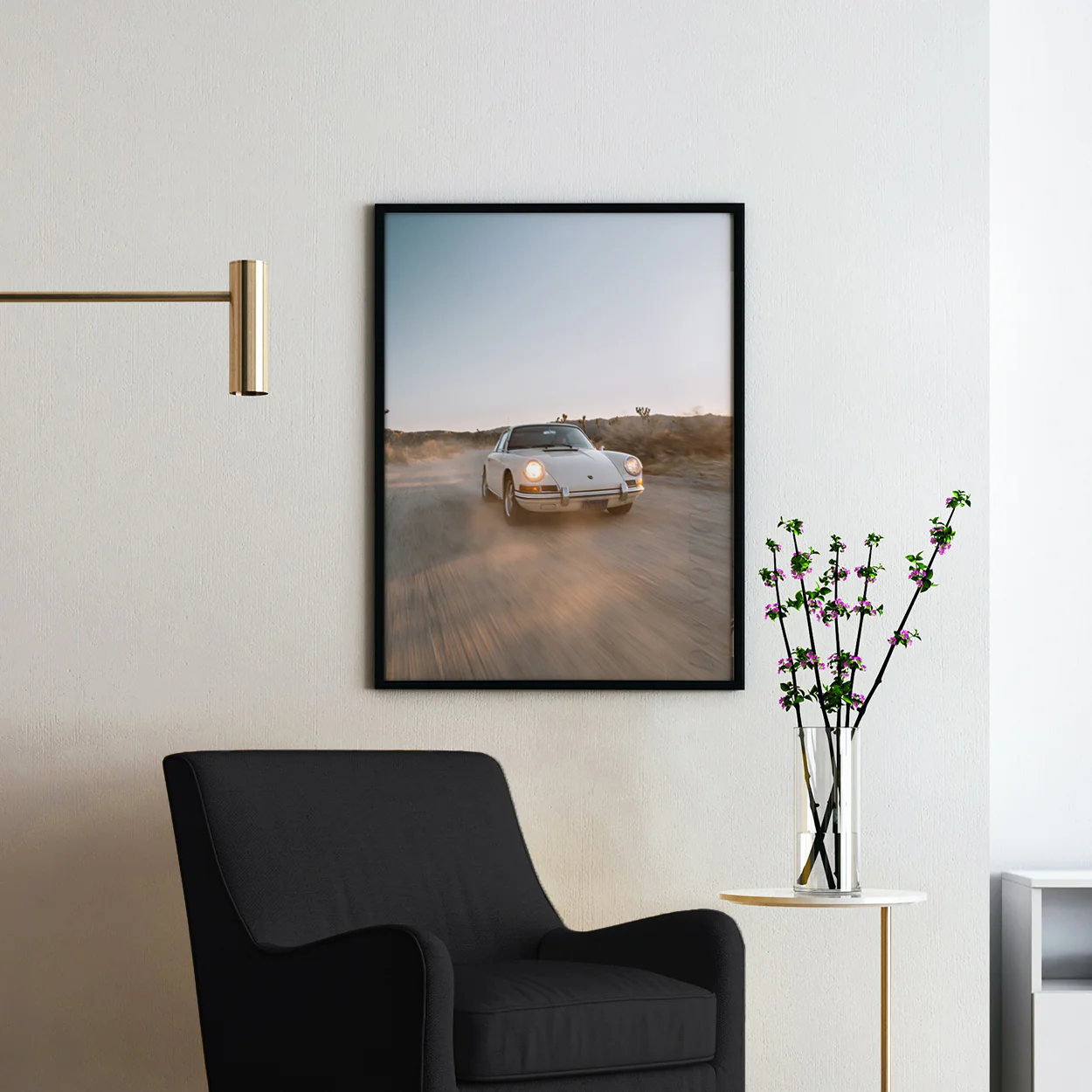 White Porsche 911 In Desert - Image 2