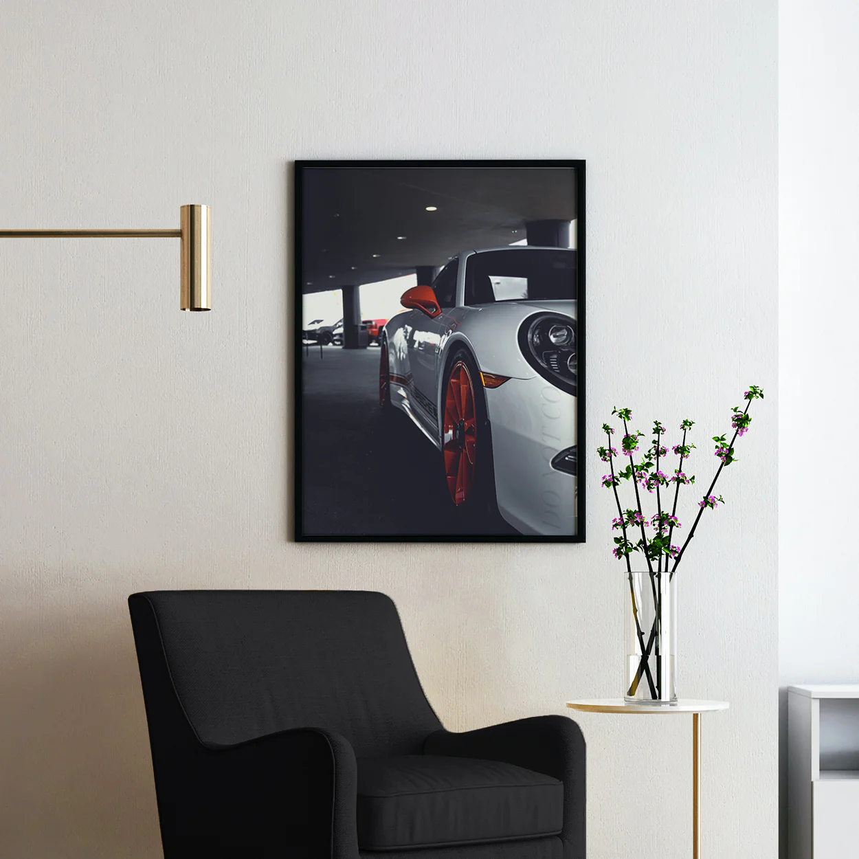 White Porsche 911 Side View - Image 2
