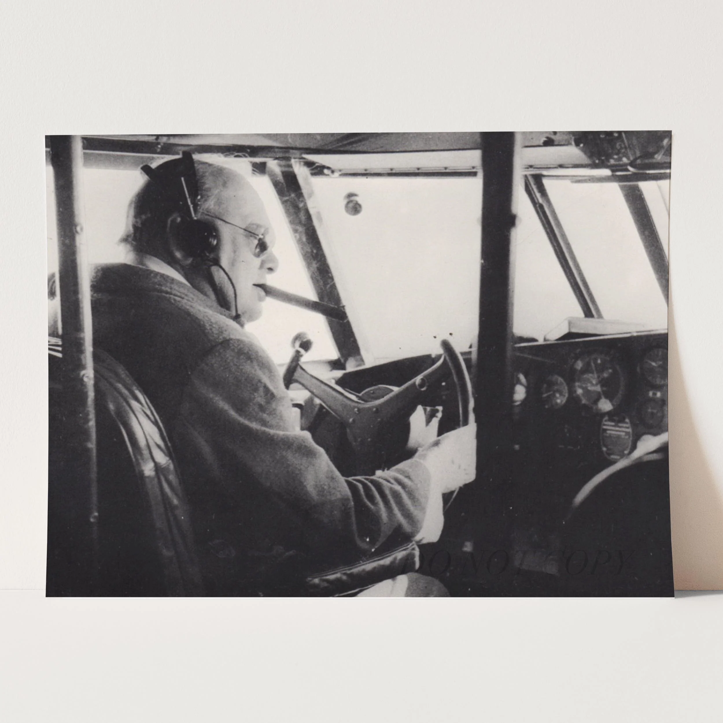 Winston Churchill Smoking A Cigar Flying An Airplane, World War Two - Image 3