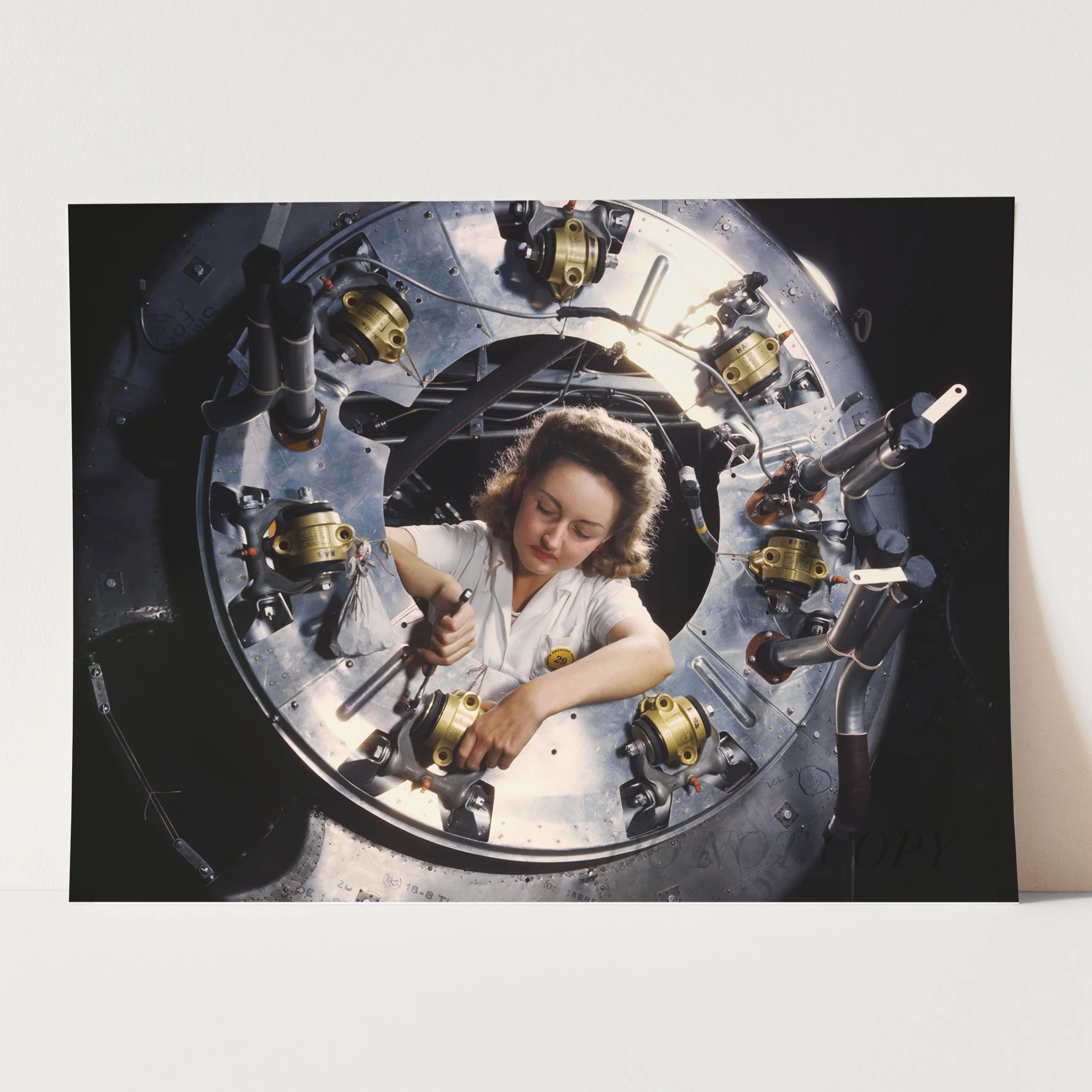 Woman Assembles a B25 Bomber Airplane, World War Two - Image 3