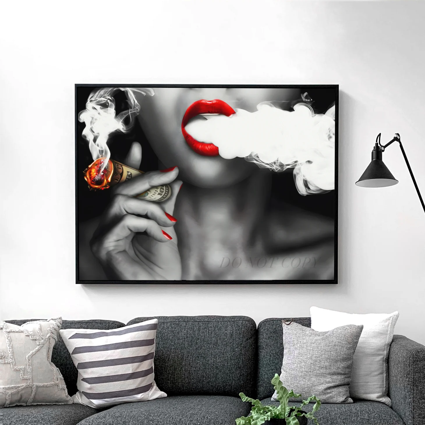 Woman Smoking Hundred Dollar Bills - Image 2