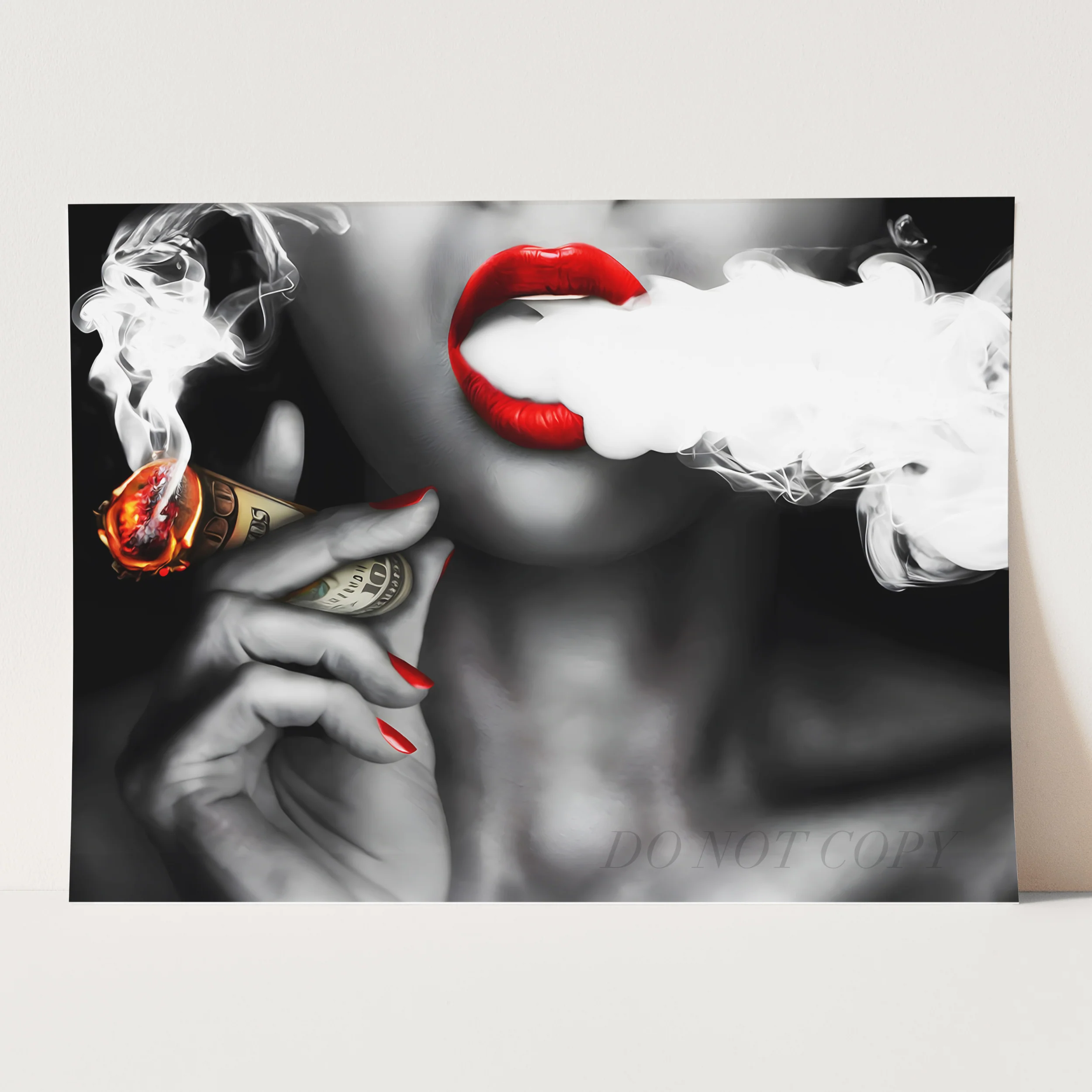 Woman Smoking Hundred Dollar Bills - Image 3