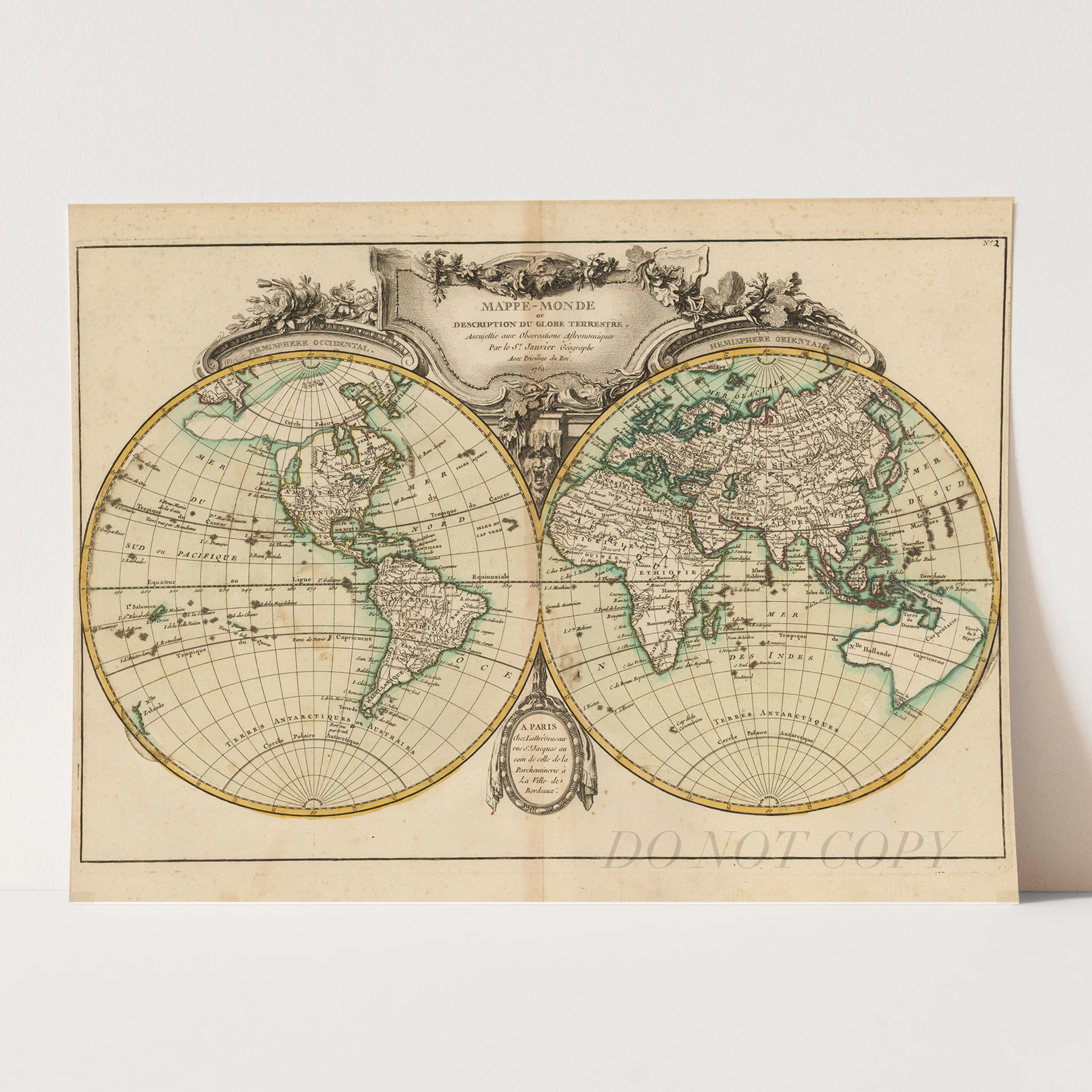 World Map 1762 - Old Vintage Map Of The World - Image 3