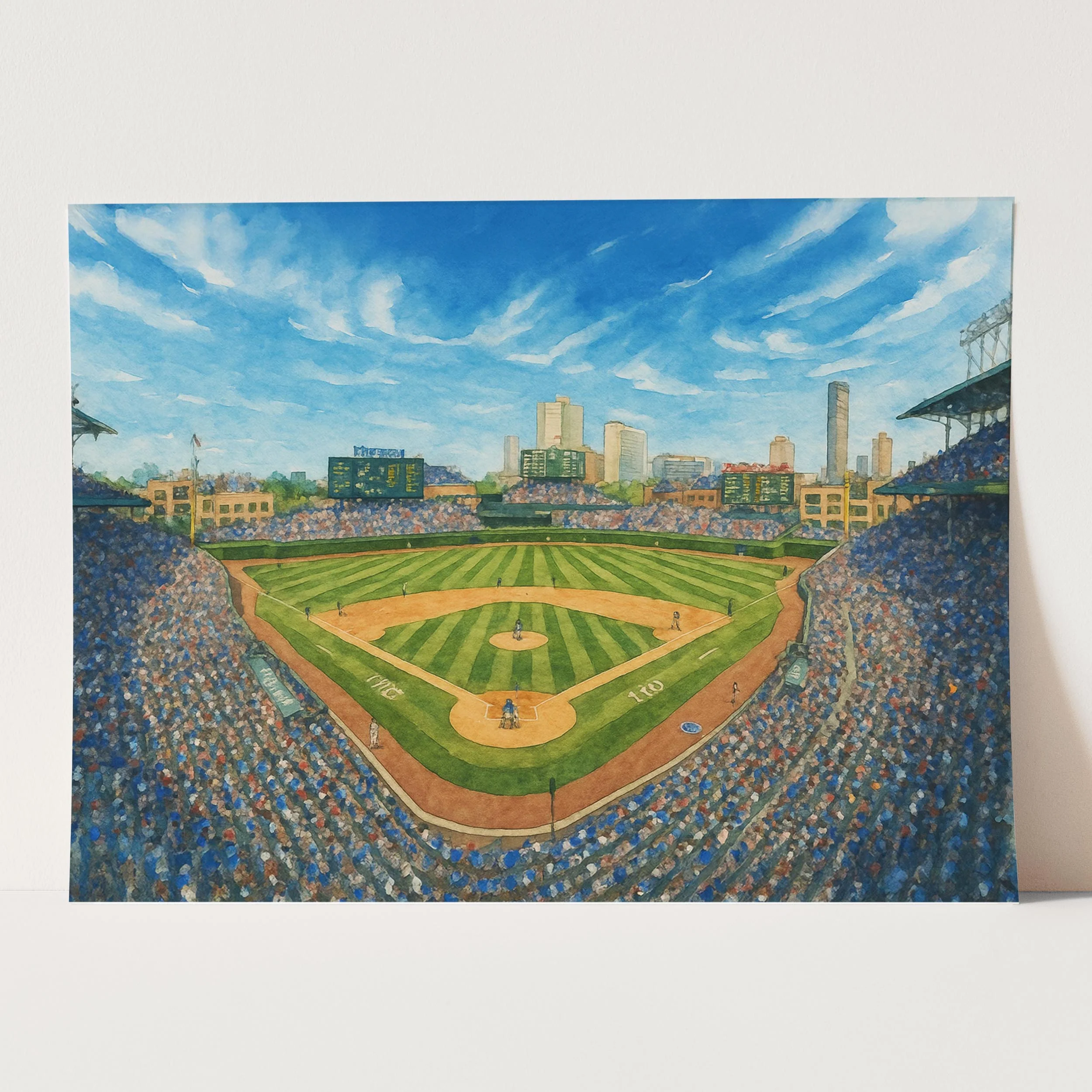 Wrigley Field Watercolor Painting - Image 3