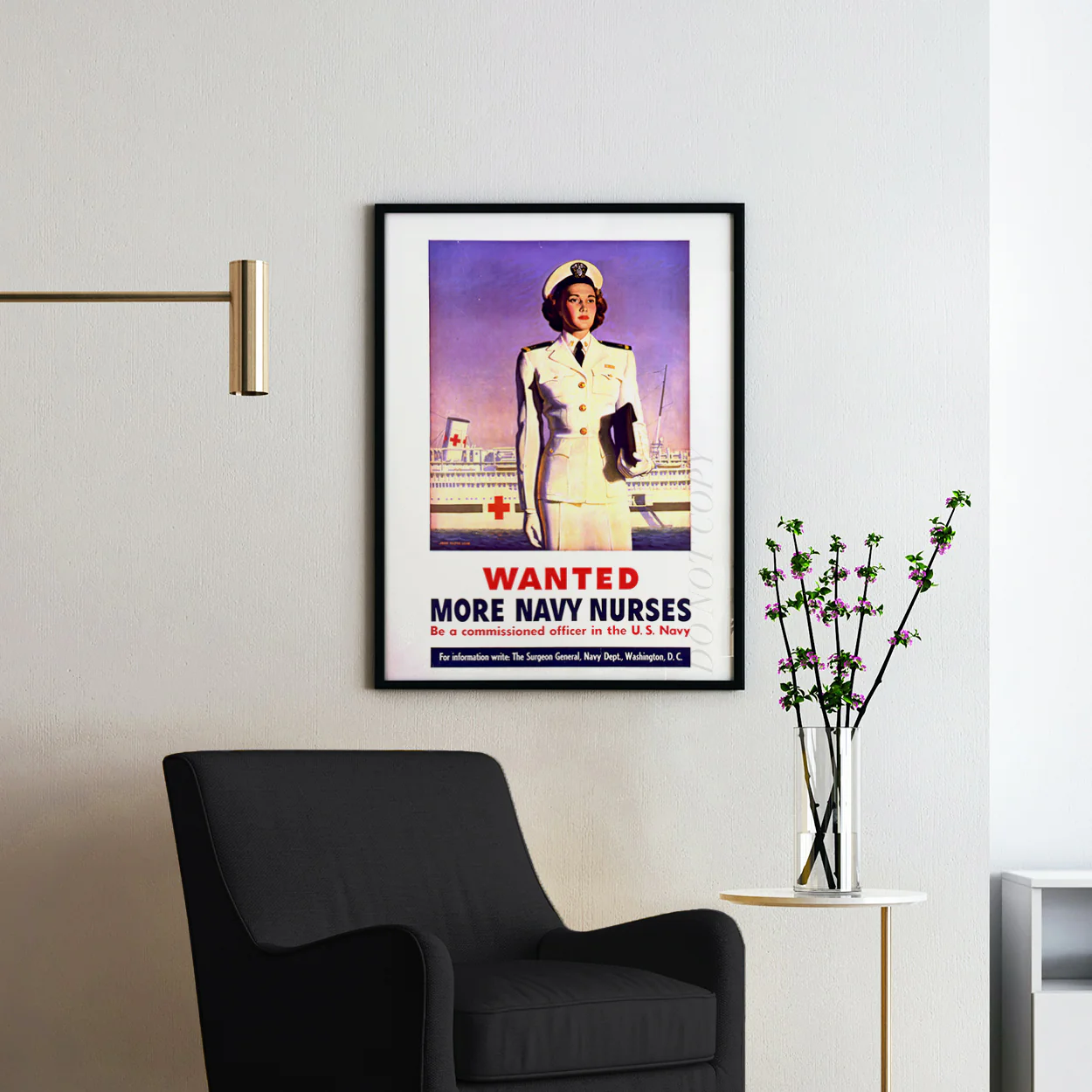 WW2 Vintage Women Recruiting Poster - Wanted More Navy Nurses - Image 2